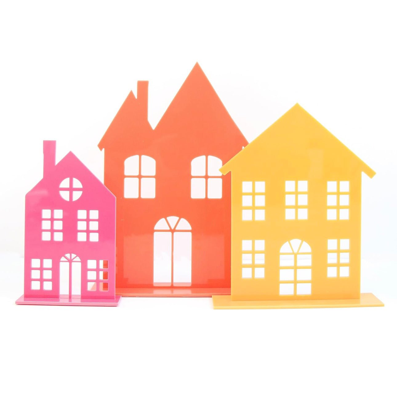 Pink, Coral & Golden Yellow Acrylic Holiday House Set - bubblegum market