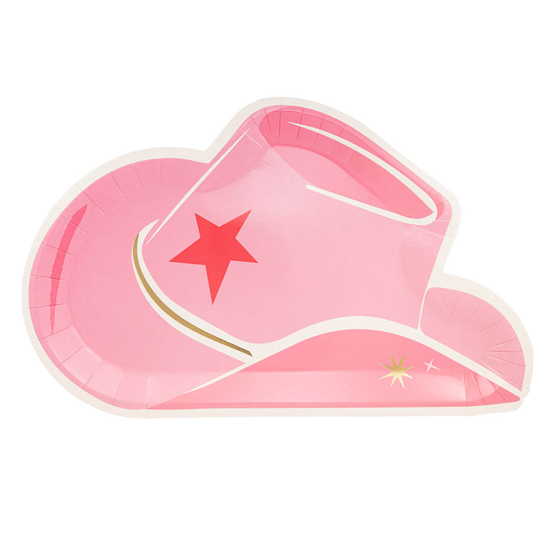 Pink Cowgirl Hat Shaped Paper Plates 12" - bubblegum market