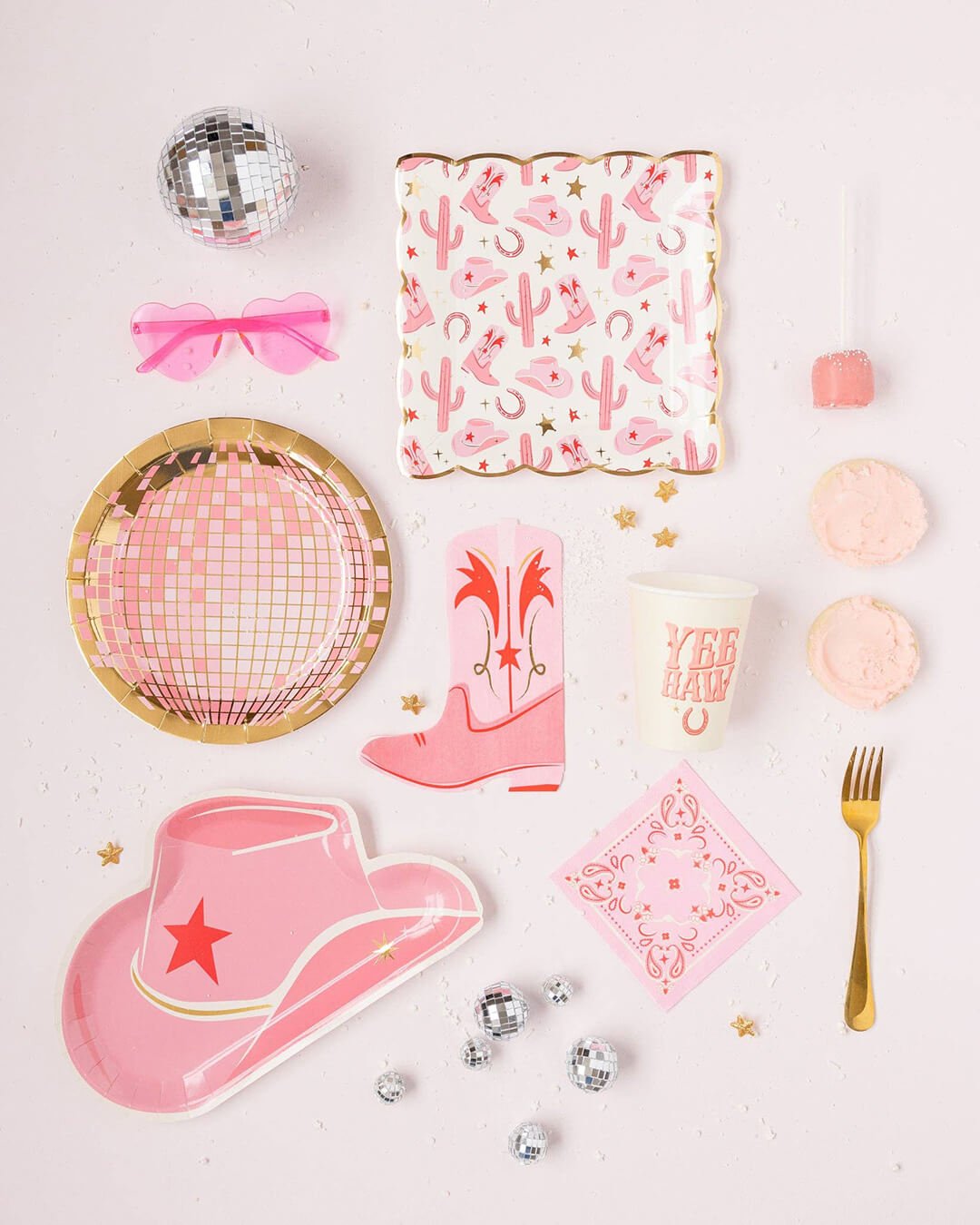 Pink Cowgirl Hat Shaped Paper Plates 12" - bubblegum market