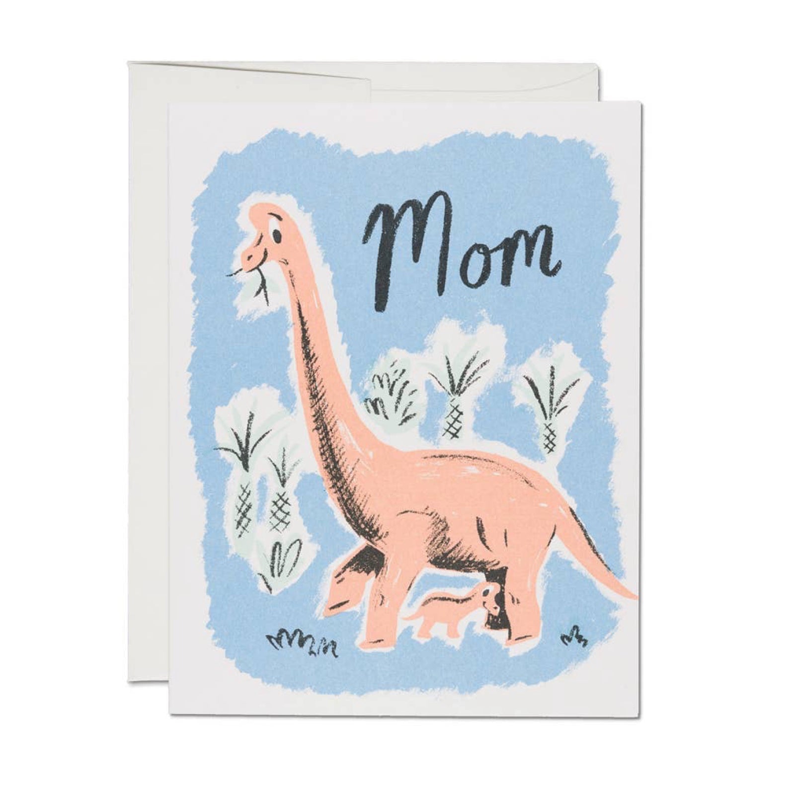 Pink Dinosaur Mom Greeting Card - bubblegum market