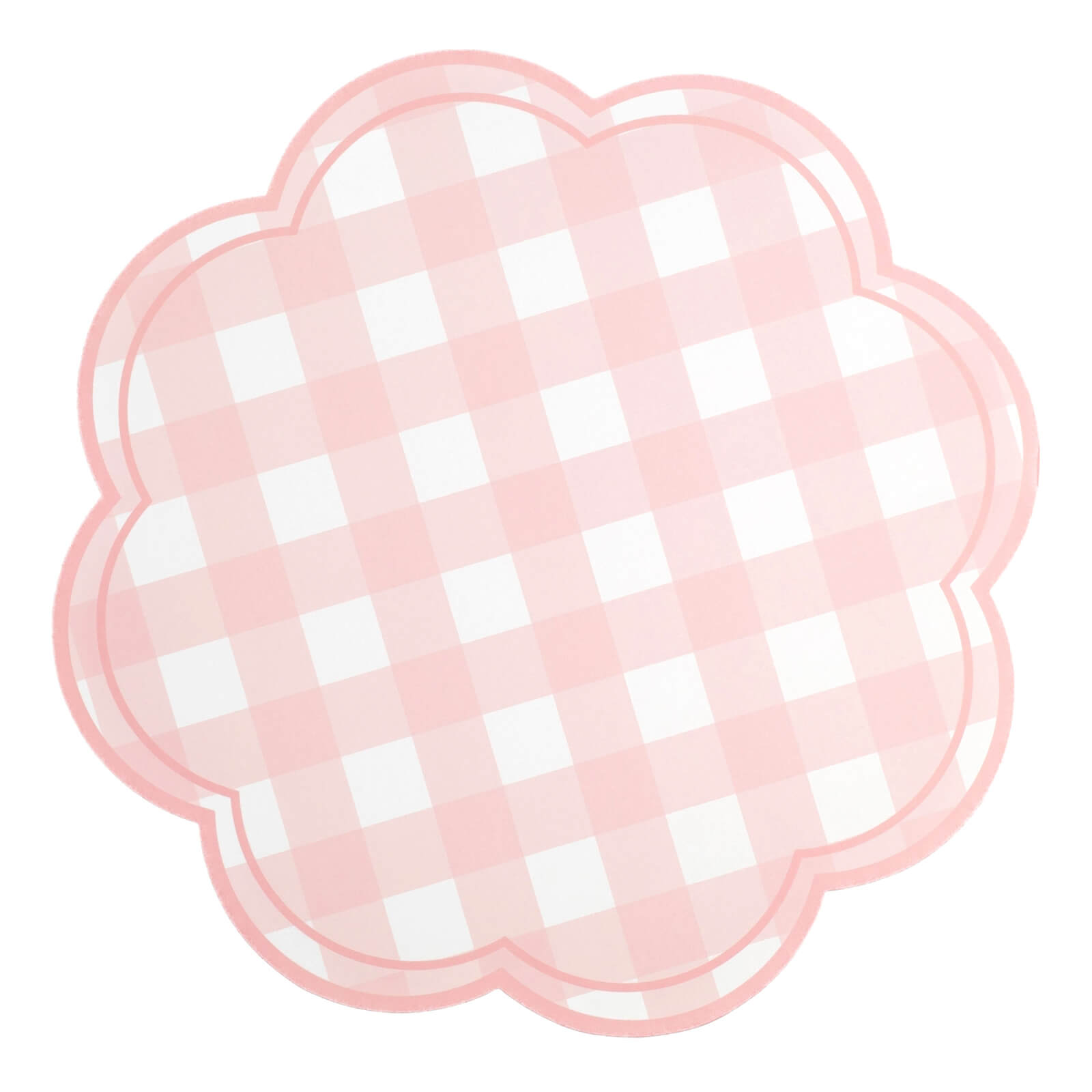 Pink Gingham Soft Scallop Paper Placemats - bubblegum market