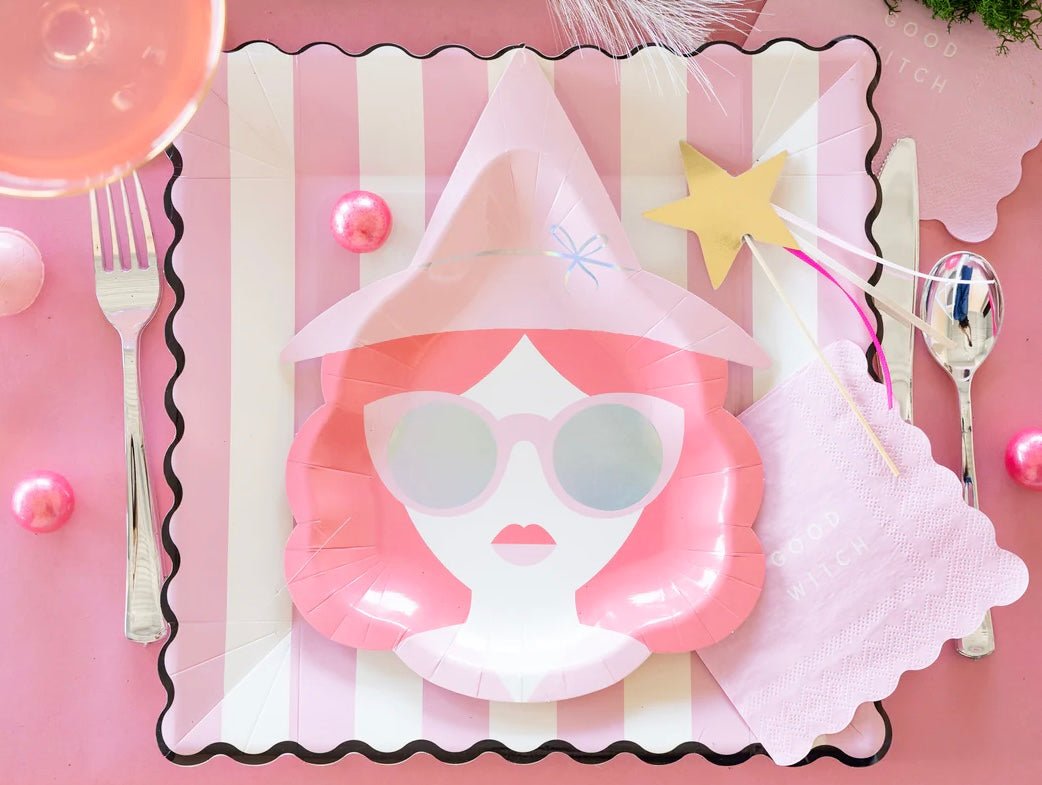 Pink Good Witch Paper Plates 10" - bubblegum market
