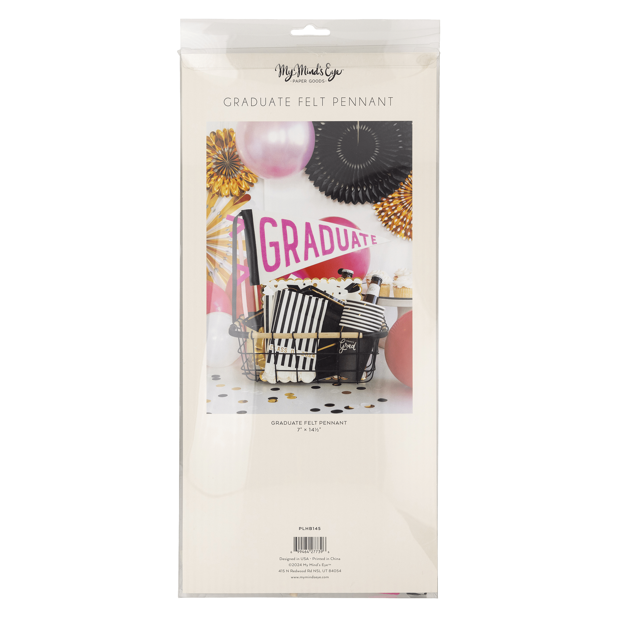 Pink Graduate Felt Pennant Banner - bubblegum market