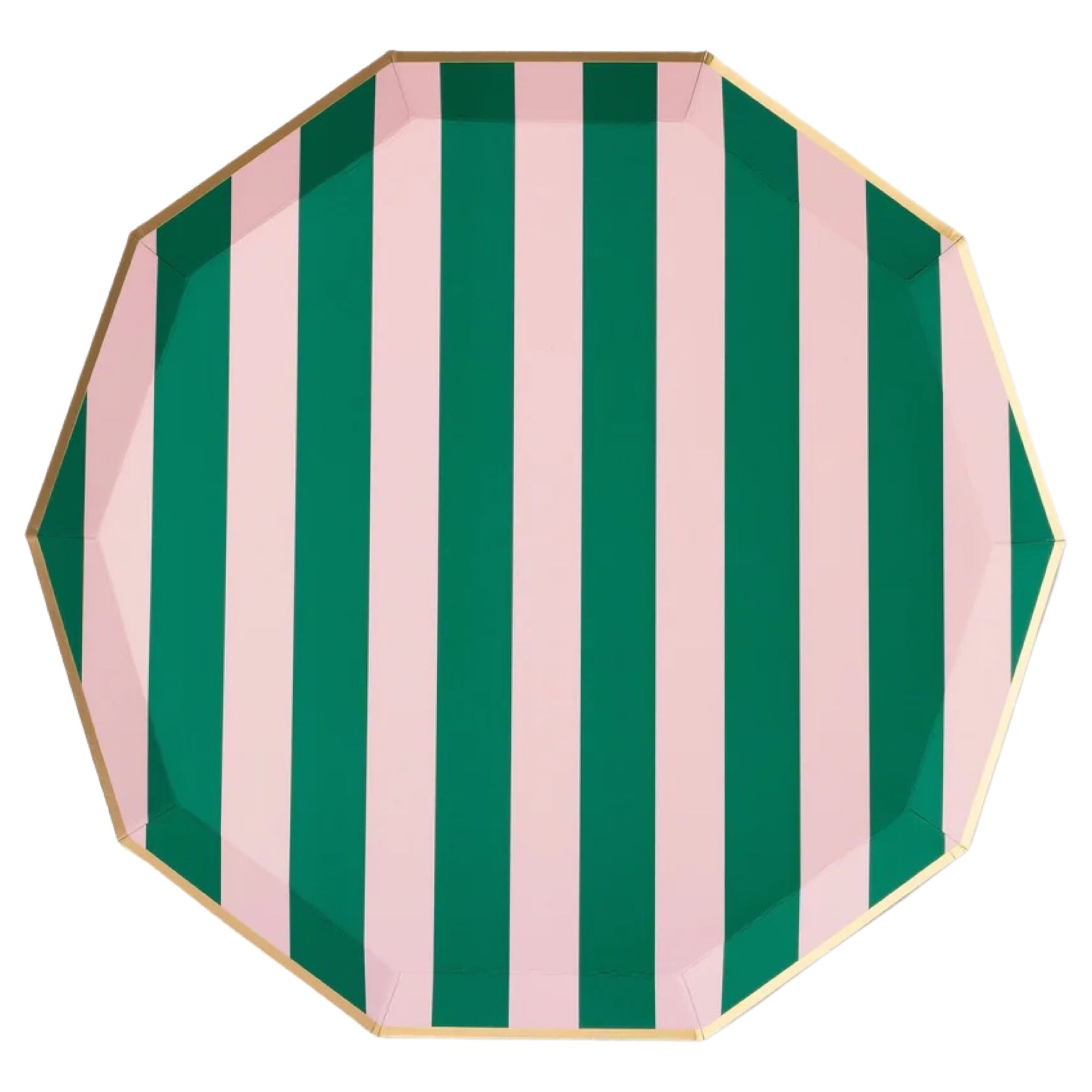 Pink & Green Cabana Stripe Large Plates 10.75" - bubblegum market