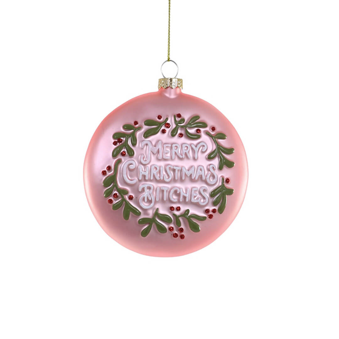 Pink Merry Christmas Bitches Ornament 4" - bubblegum market