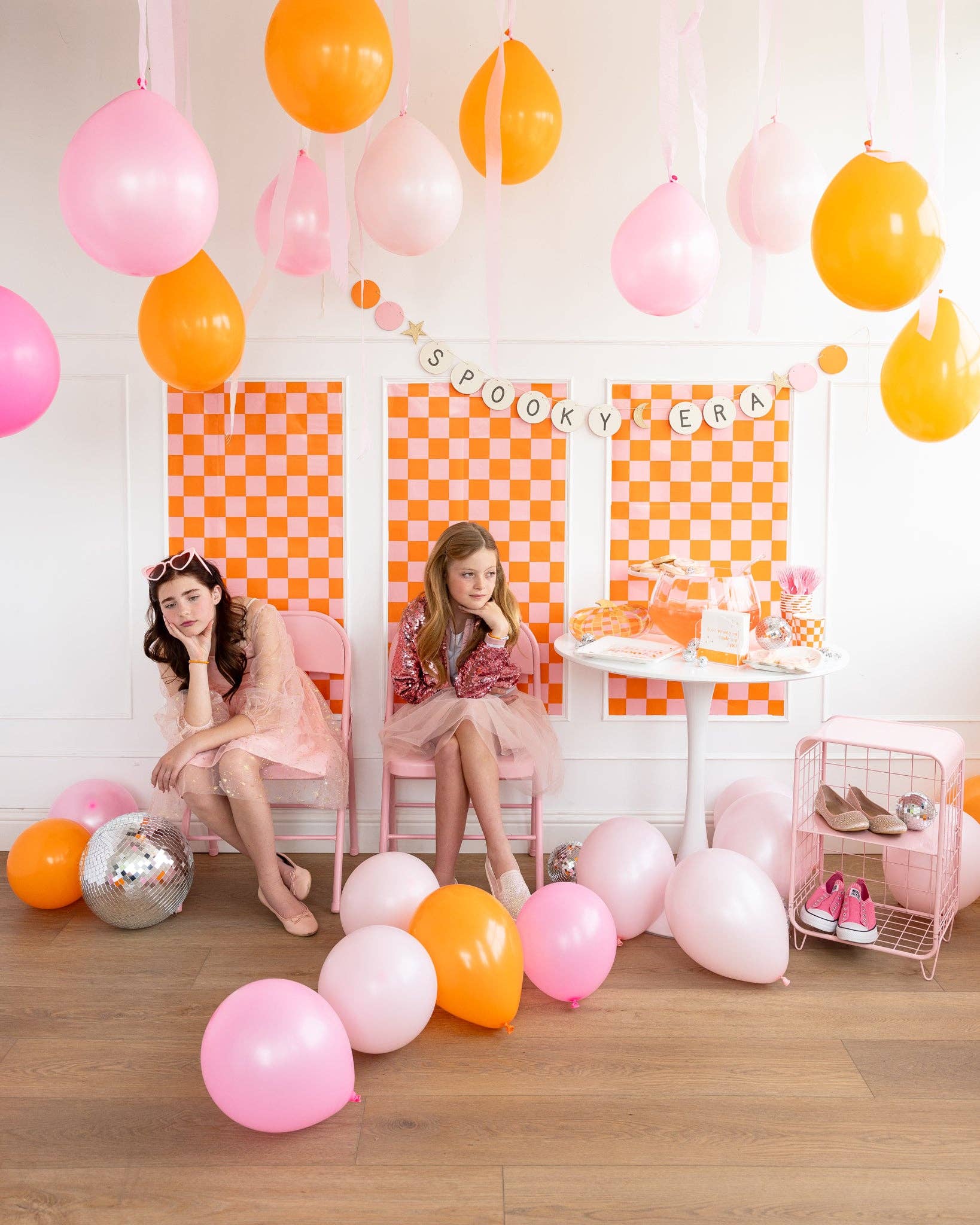 Pink & Orange Checkered Table Runner - bubblegum market