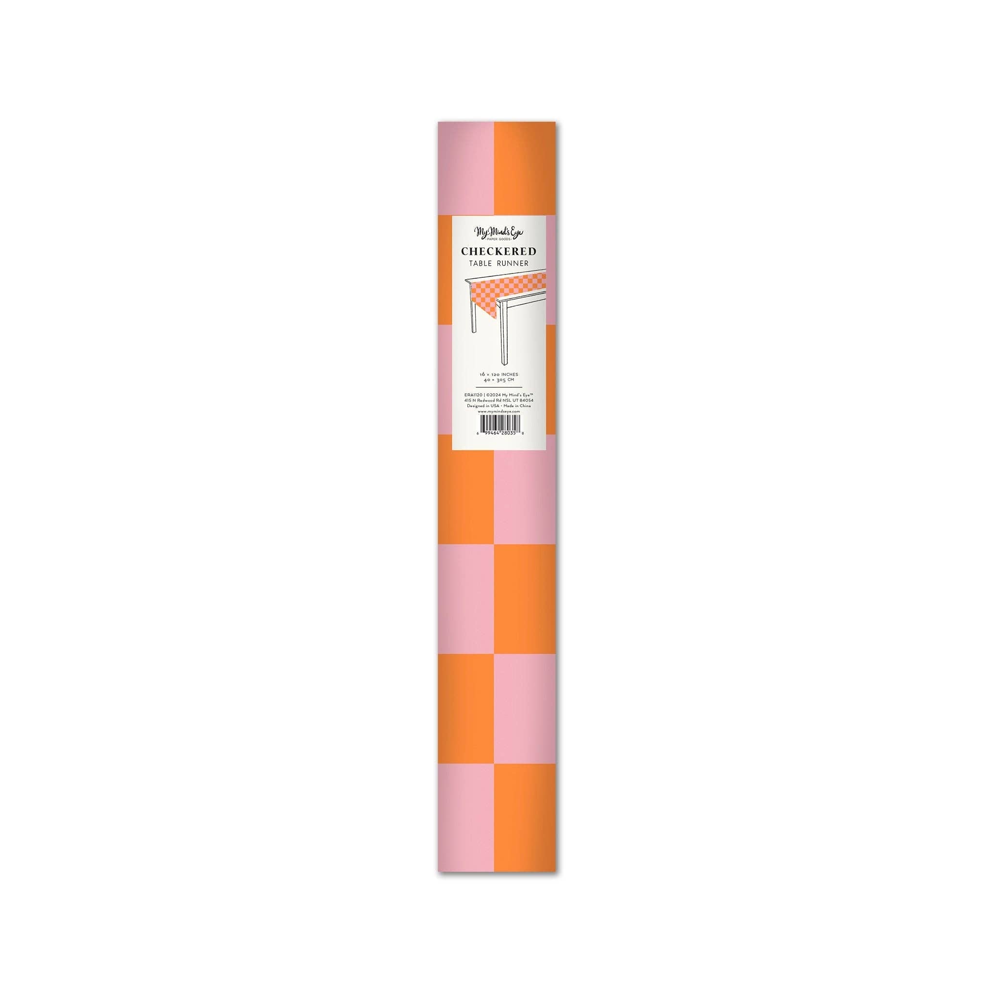 Pink & Orange Checkered Table Runner - bubblegum market