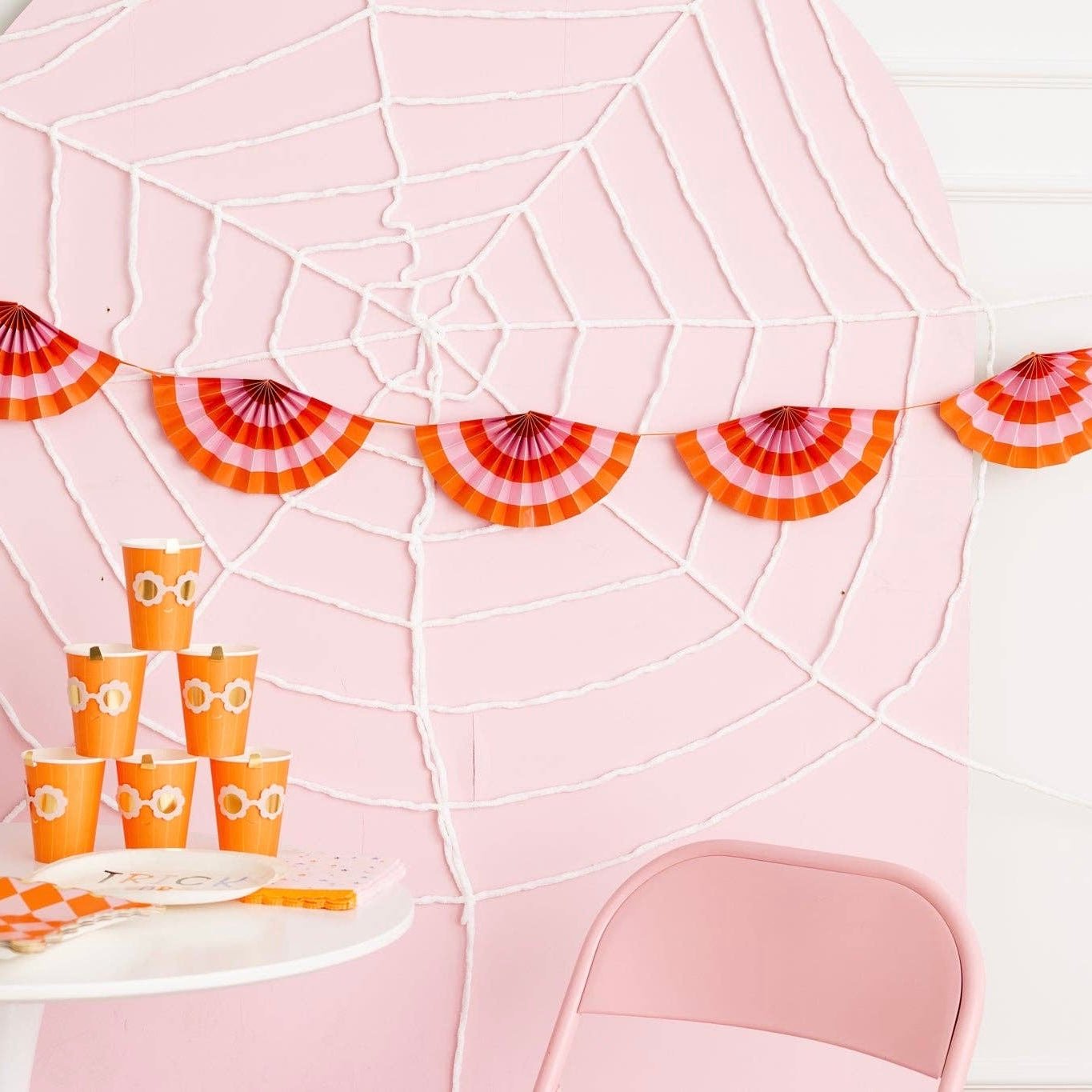 Pink & Orange Fan Bunting Banner - bubblegum market