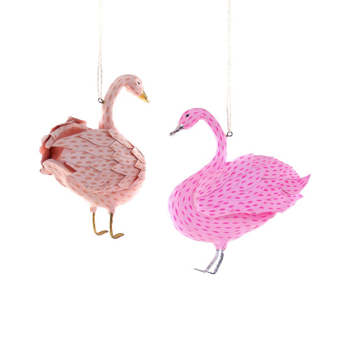 Pink Paper Swan Ornament 4.25" - bubblegum market