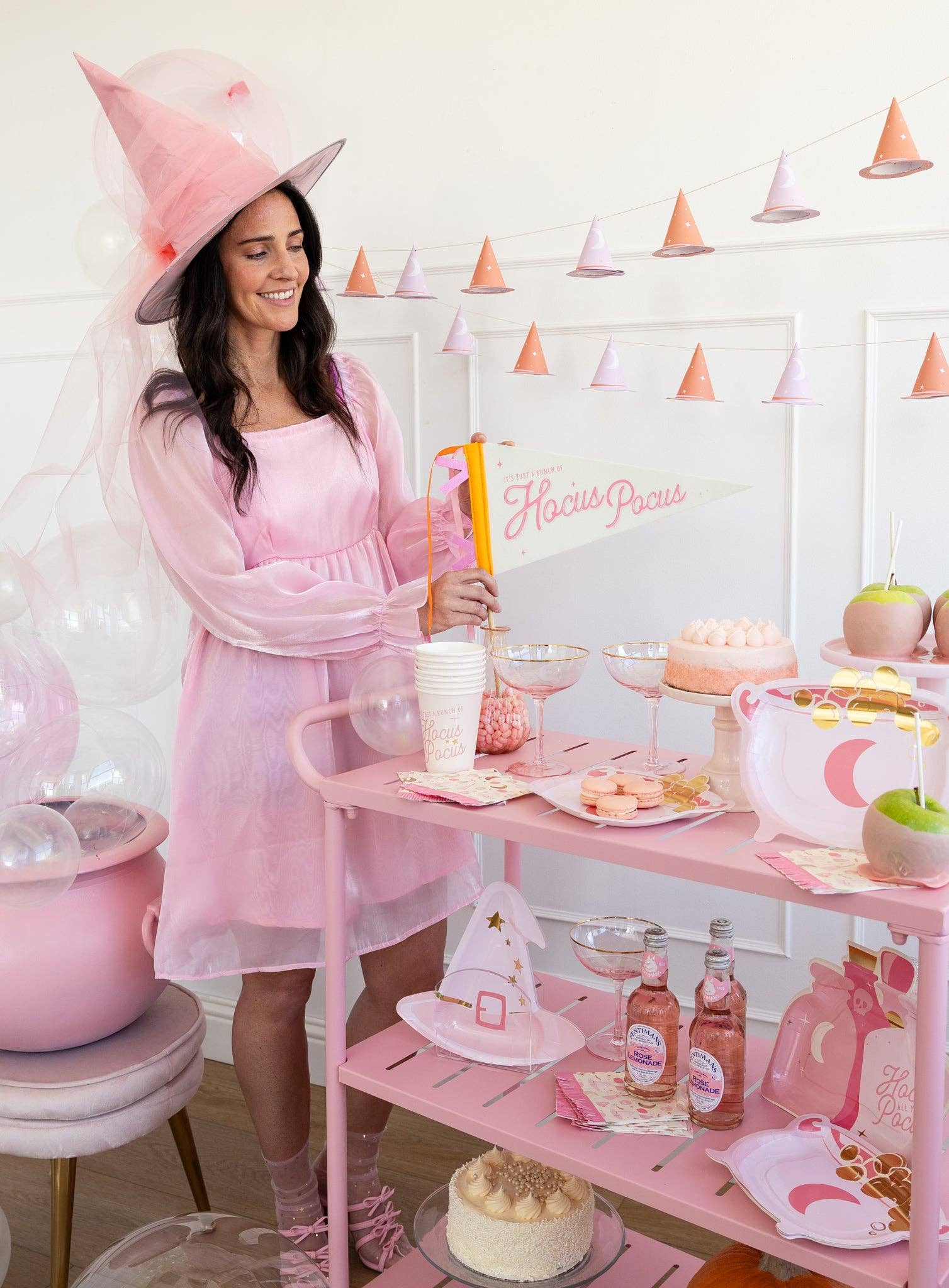 Pink & Peach Witch Hat Banner - bubblegum market