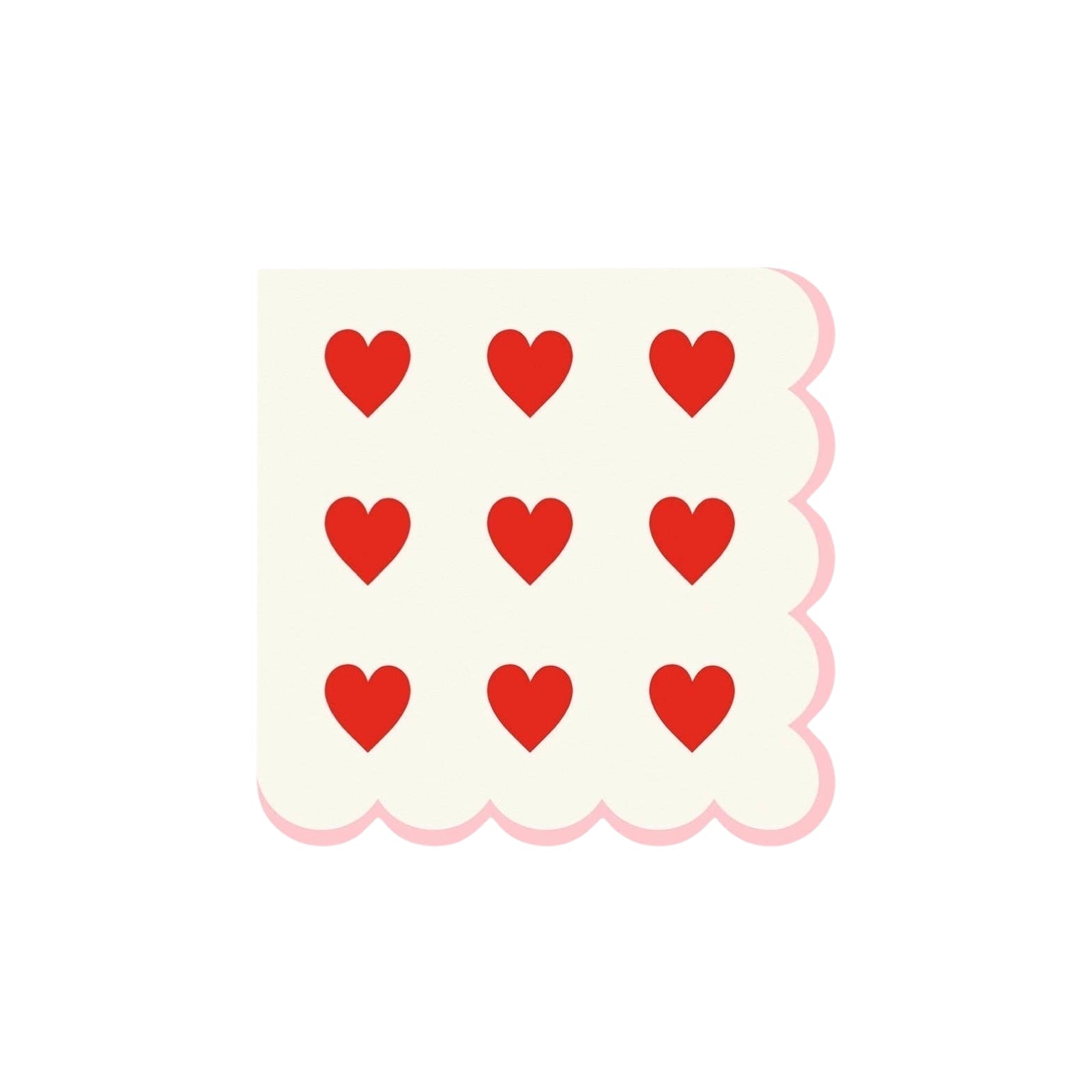 Pink & Red Hearts Scallop Cocktail Napkins - bubblegum market