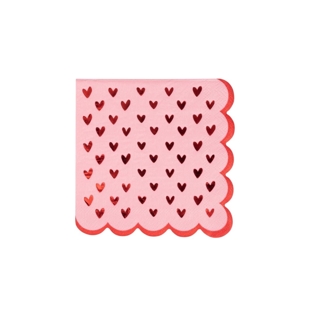 Pink & Red Scalloped Hearts Cocktail Napkins - bubblegum market