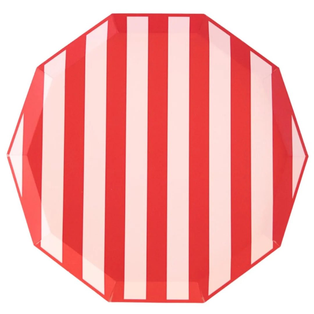 Pink & Red Signature Cabana Stripe Plates 10.75" - bubblegum market