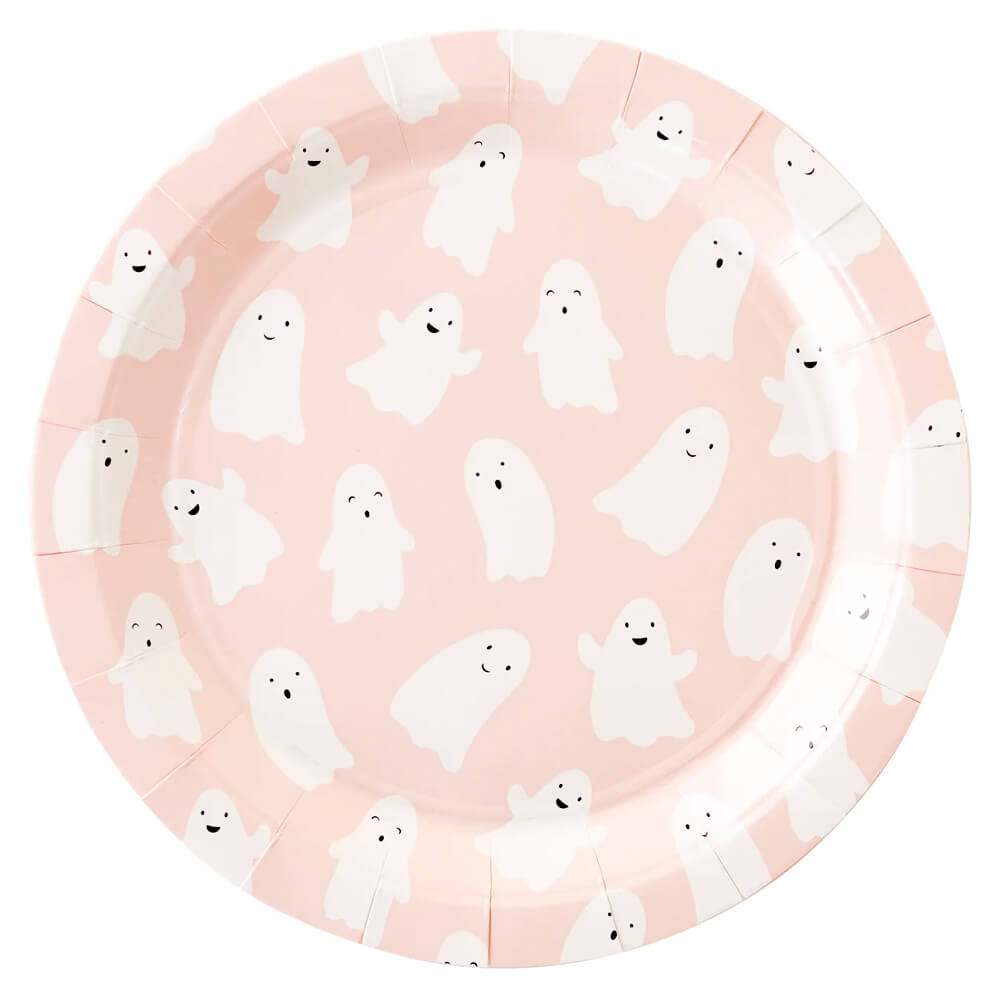 Pink Scattered Ghosts Paper Plates 9" - bubblegum market