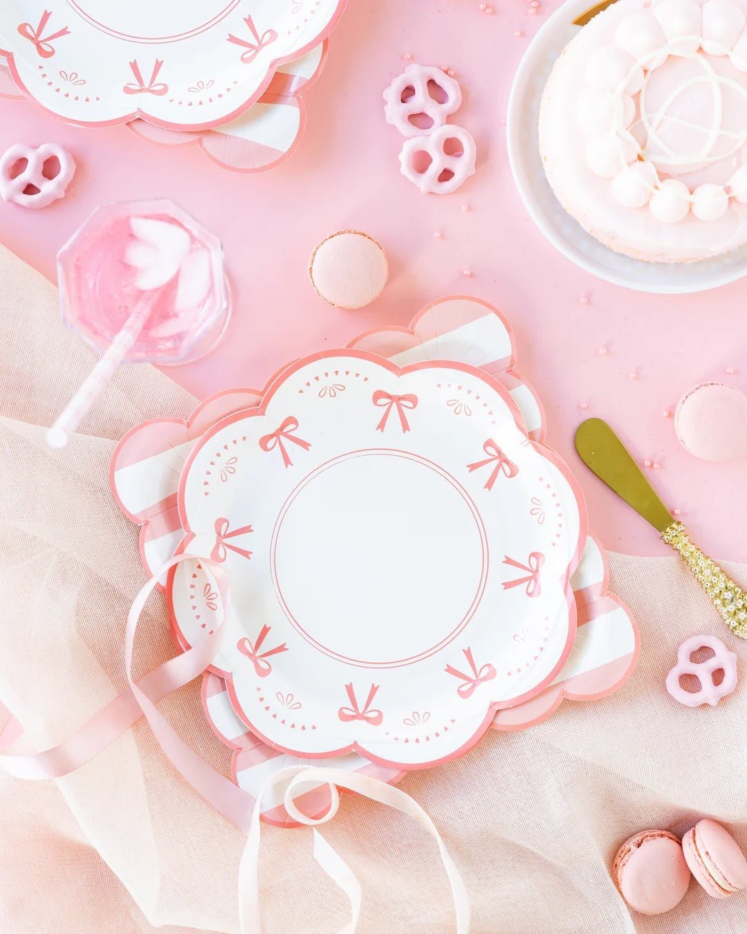Pink Stripe Paper Plates 9" - bubblegum market