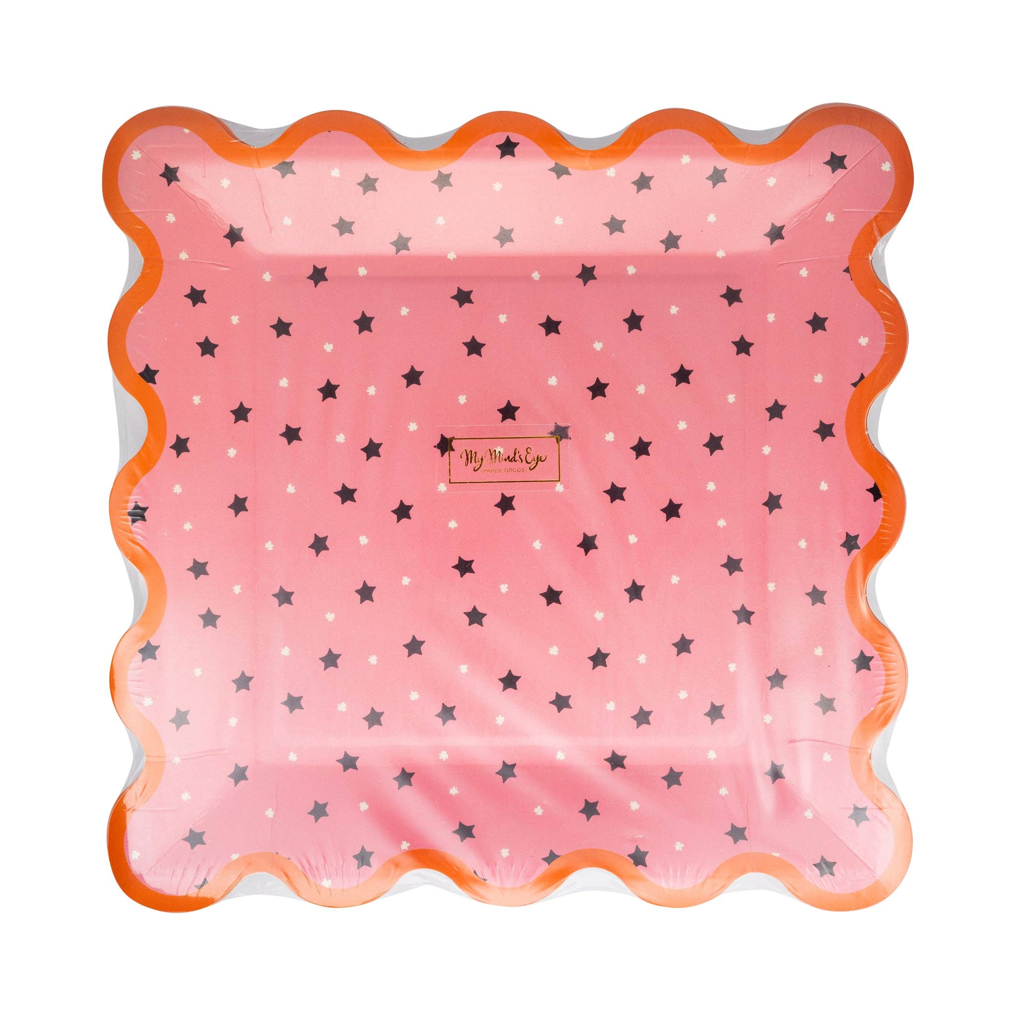 Pink with Black Stars Paper Plates 9" - bubblegum market
