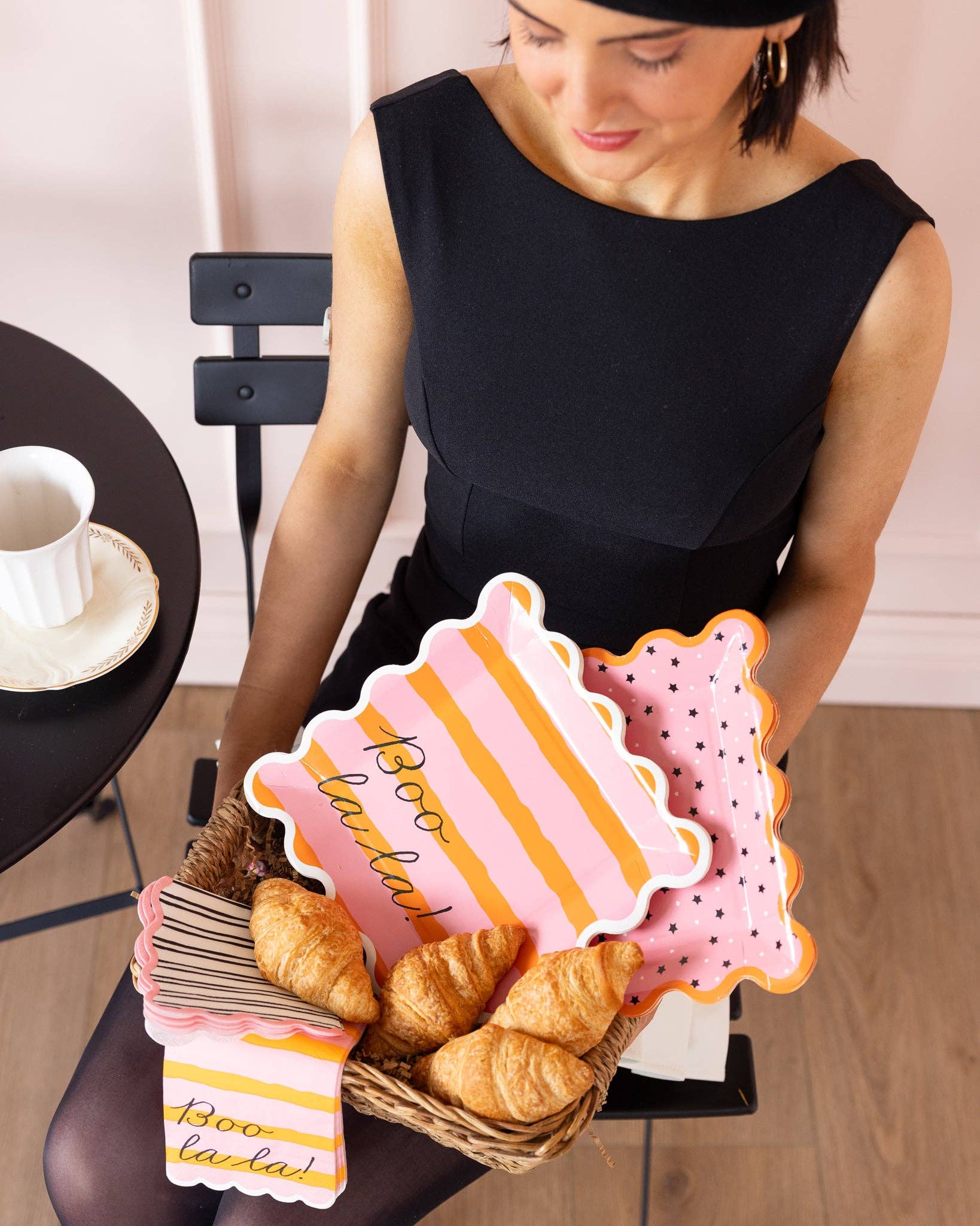 Pink with Black Stars Paper Plates 9" - bubblegum market