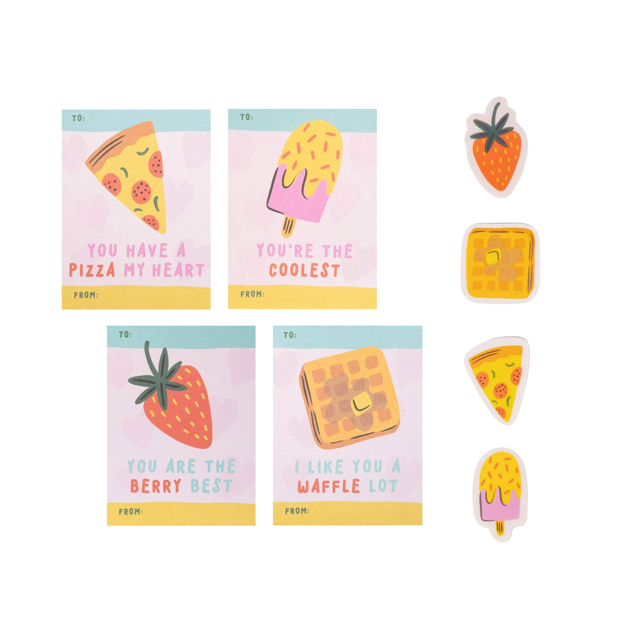 Pizza & Snacks Classroom Valentines Cards (12ct) - bubblegum market