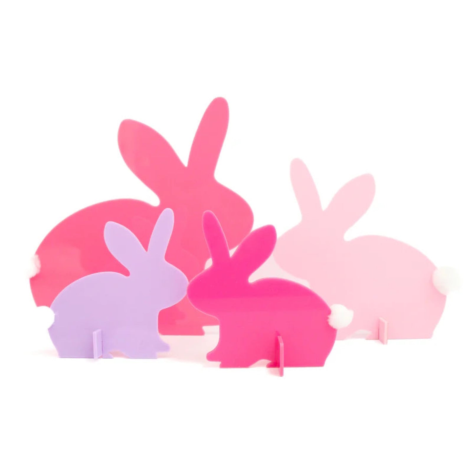 Pom Pom Tail Pink Acrylic Bunny Set - bubblegum market