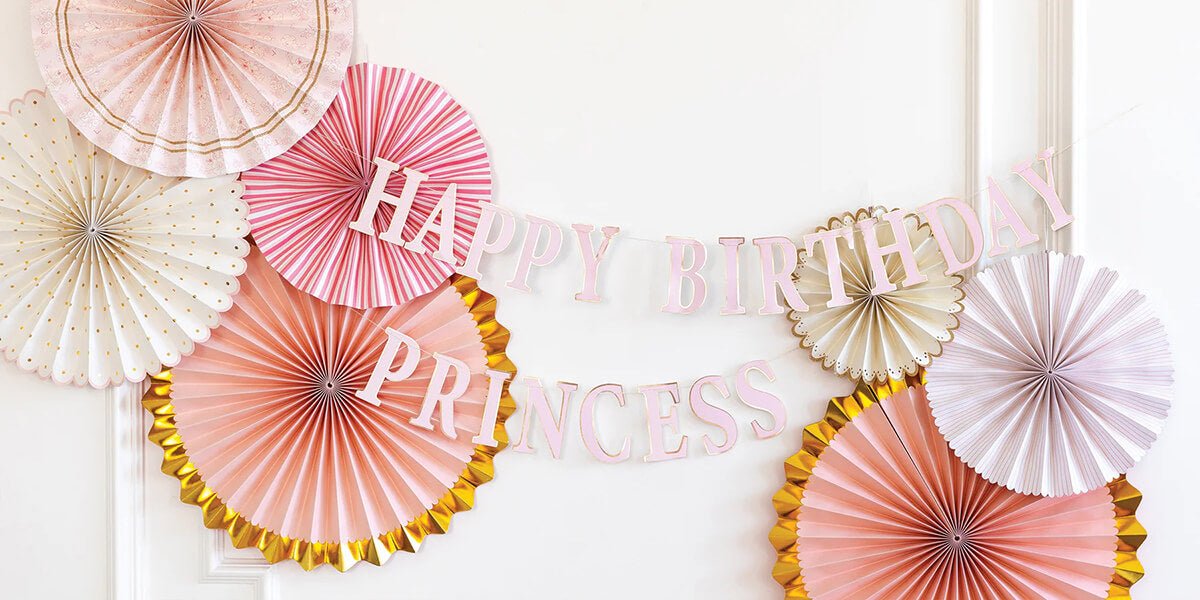 Princess Party Happy Birthday Banner - bubblegum market