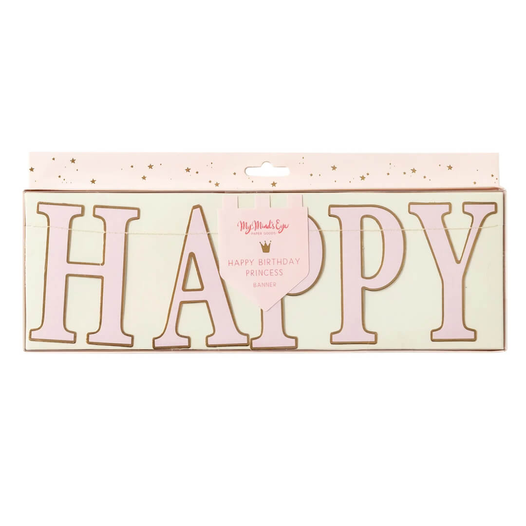 Princess Party Happy Birthday Banner - bubblegum market