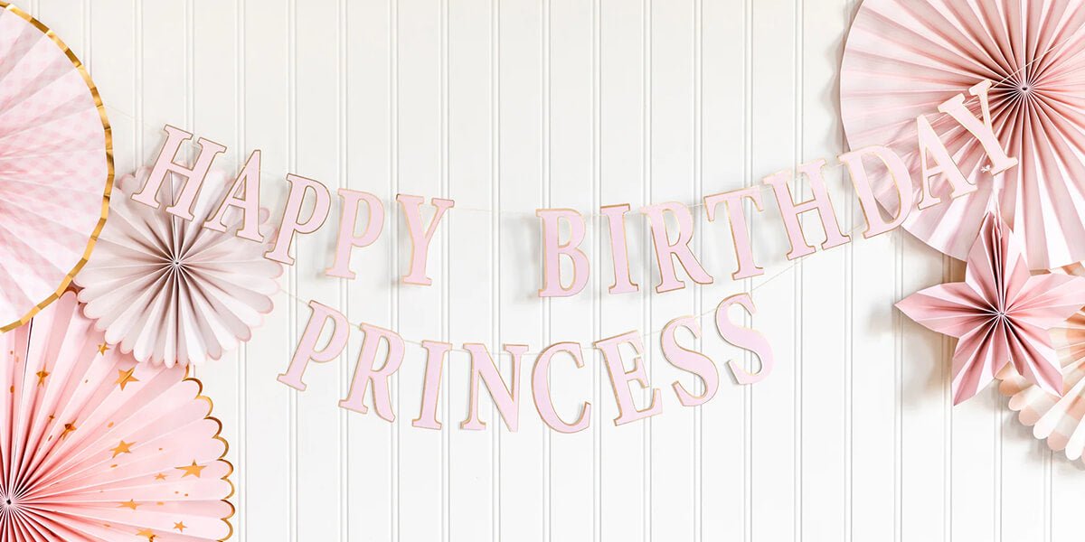 Princess Party Happy Birthday Banner - bubblegum market