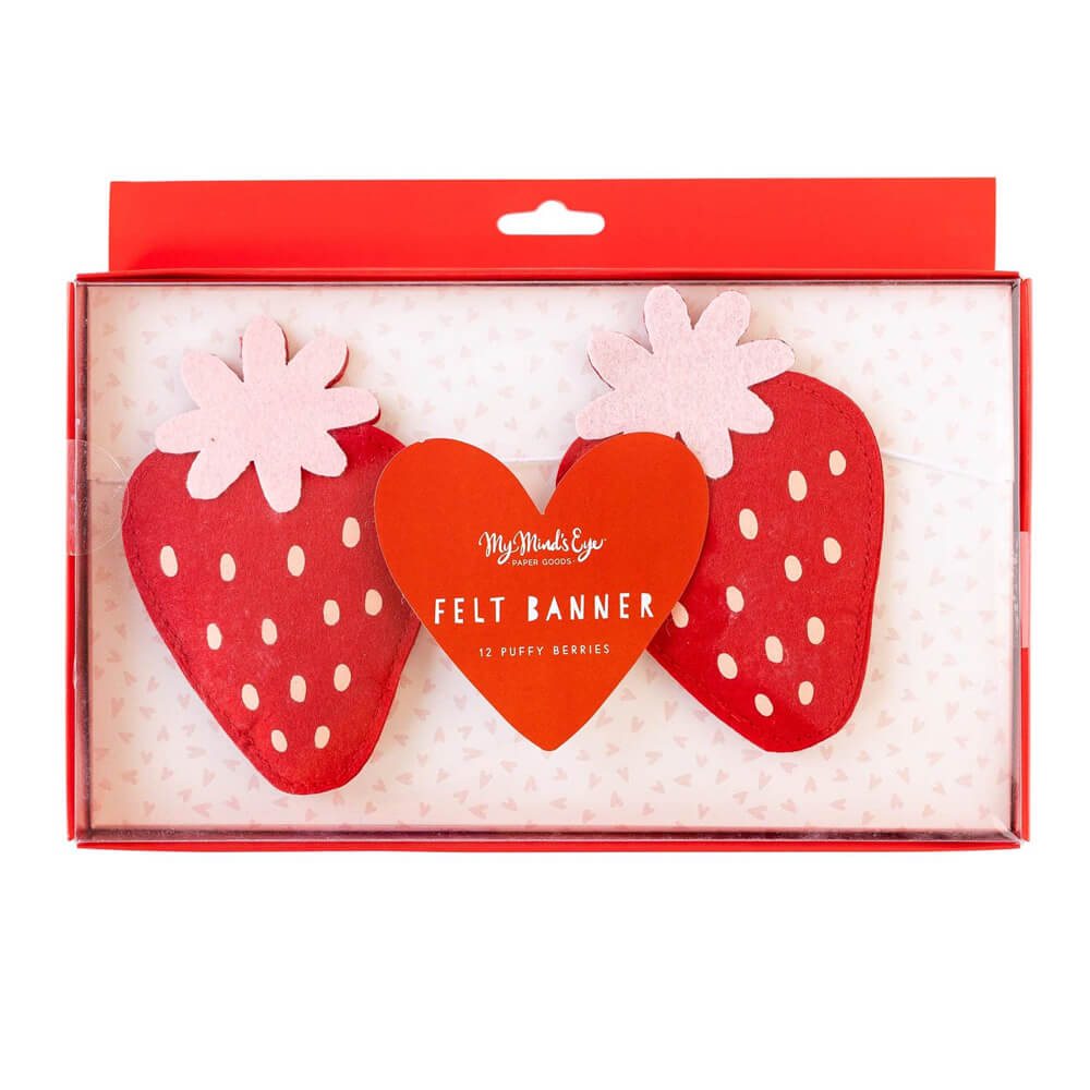 Puffy Felt Strawberry Banner - bubblegum market
