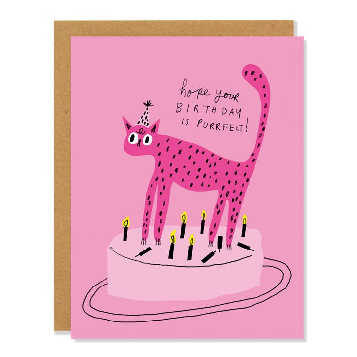 Purrfect Birthday Greeting Card - bubblegum market