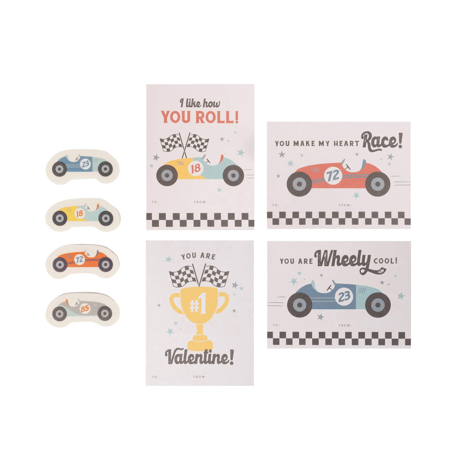 Race Car Classroom Valentine Cards (12ct) - bubblegum market