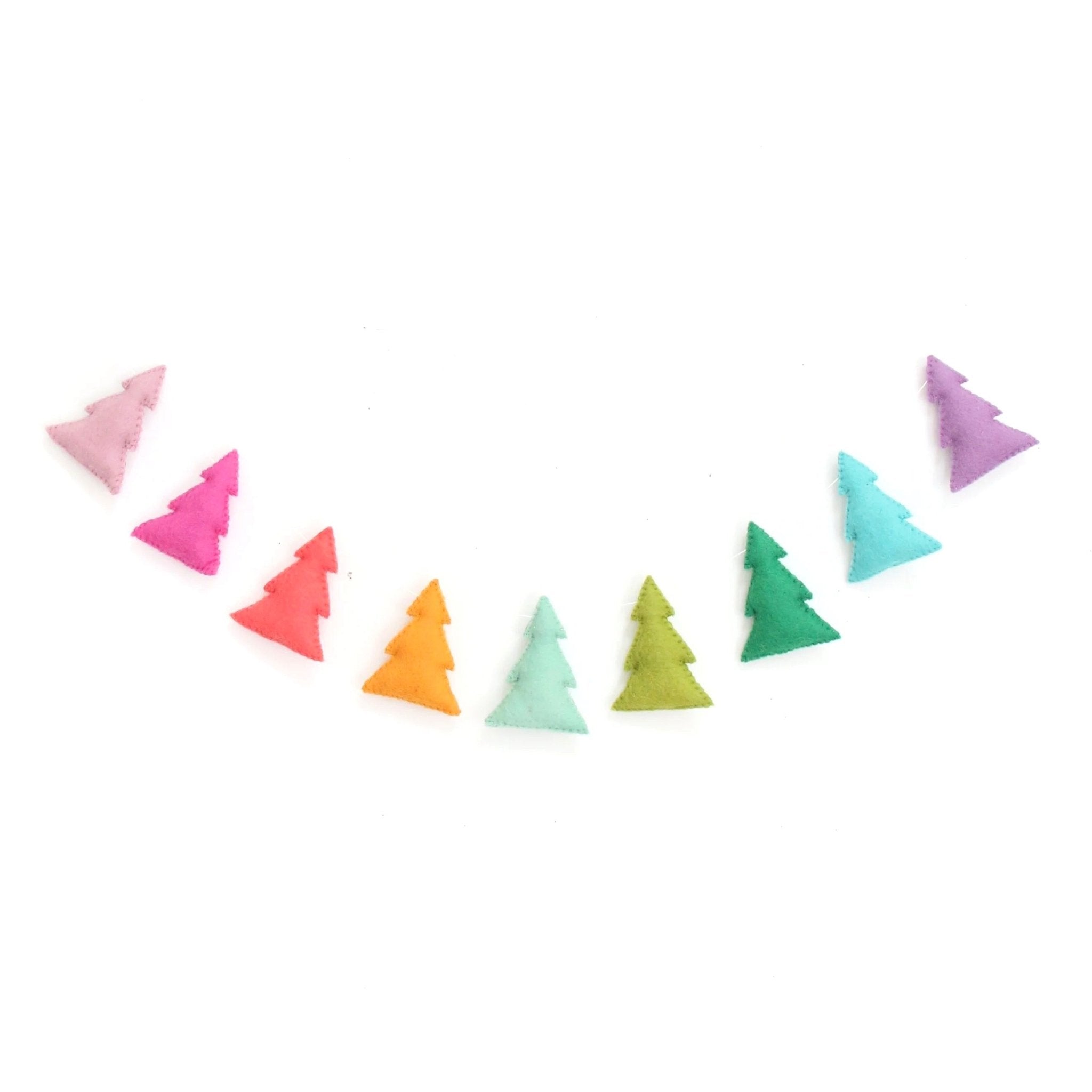 Rainbow Christmas Tree Felt Garland - bubblegum market