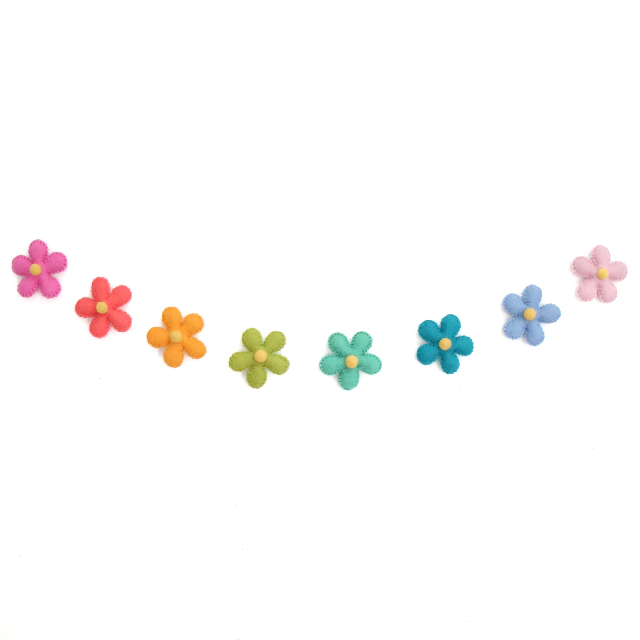 Rainbow Daisy Felt Garland - bubblegum market