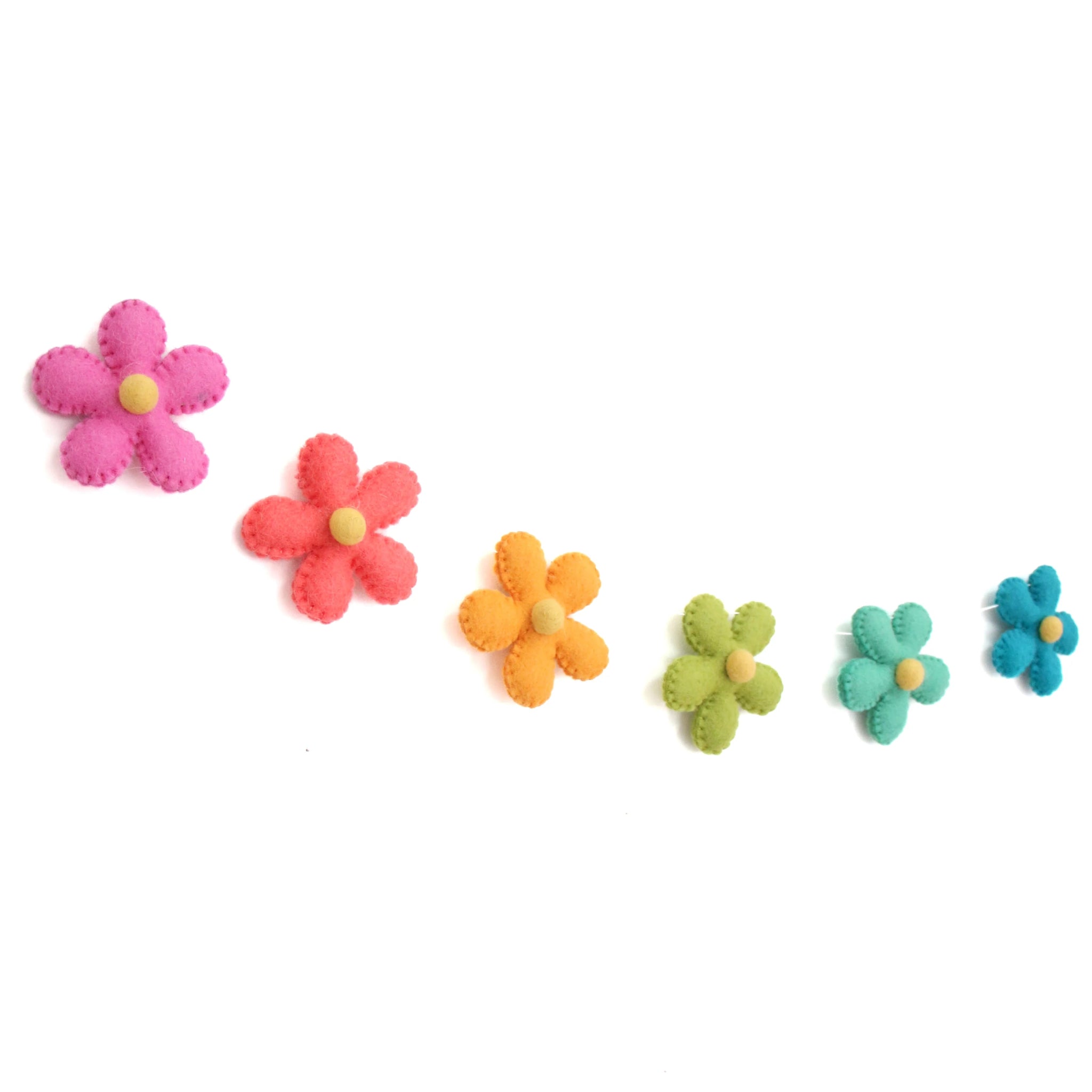 Rainbow Daisy Felt Garland - bubblegum market