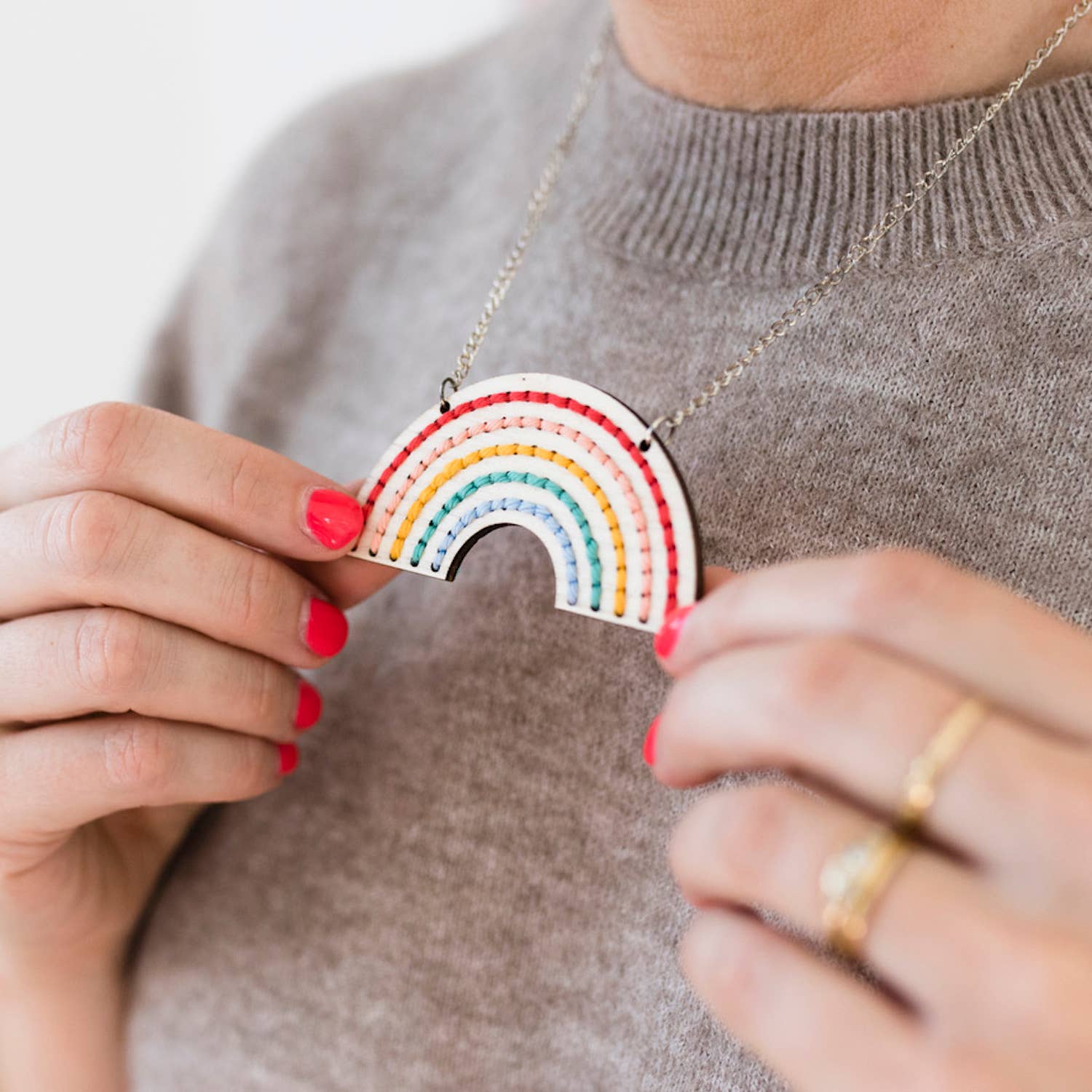 Rainbow Necklace Embroidery Board Kit - bubblegum market