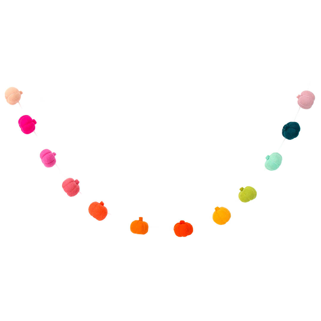 Rainbow Pumpkins Halloween Felt Garland - bubblegum market