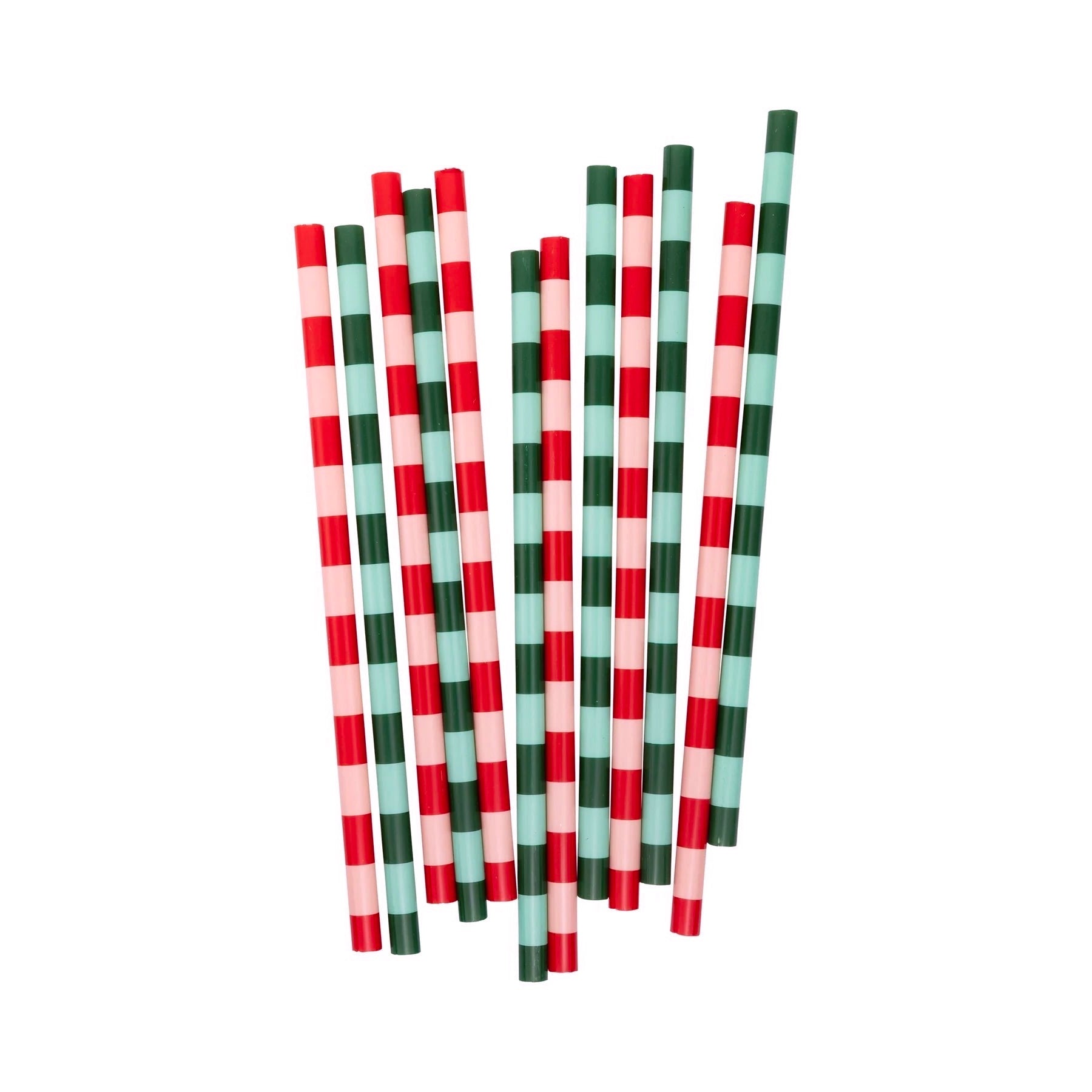 Red and Pink & Green and Mint Reusable Striped Straws - bubblegum market