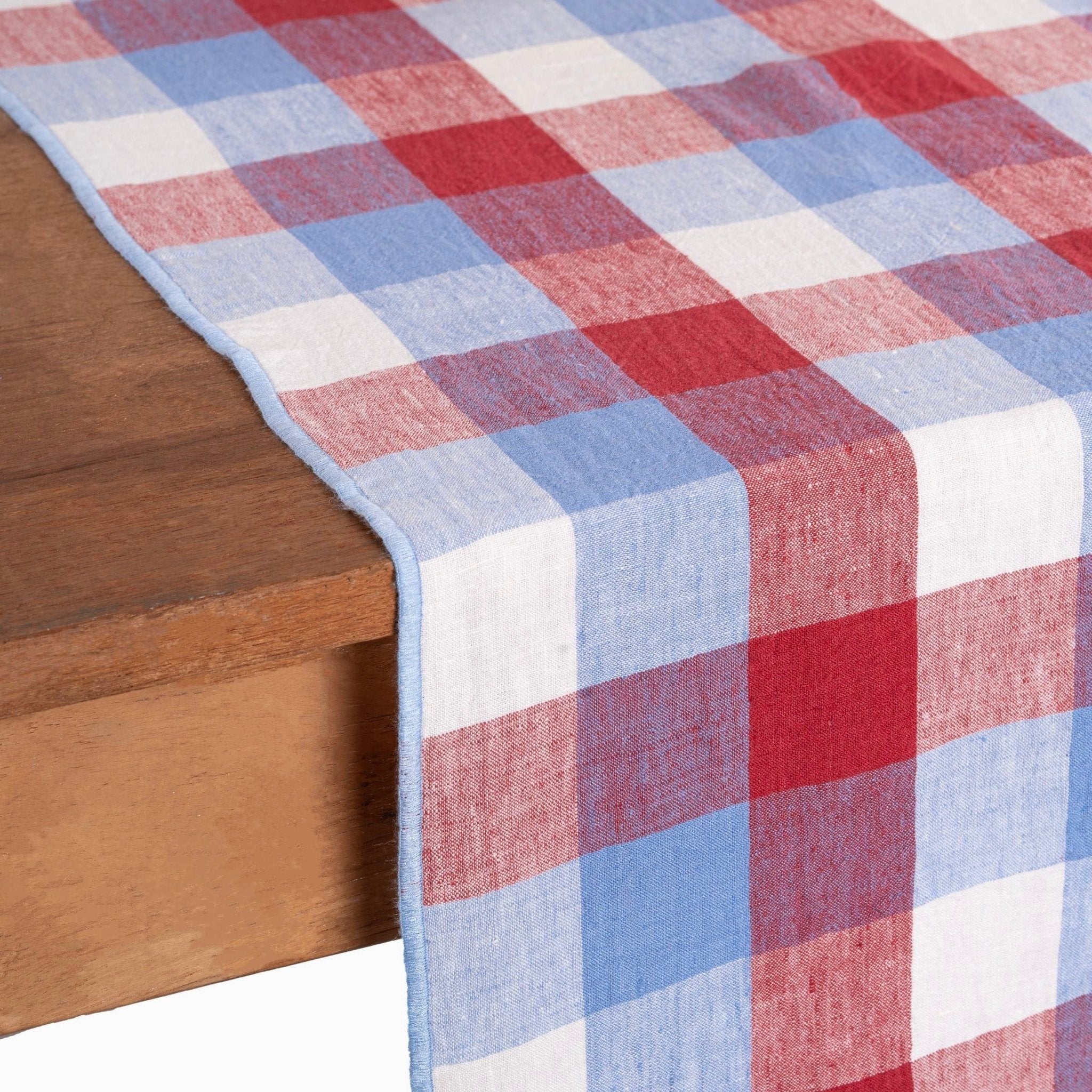 Red & Blue Checkered Table Runner 60" - bubblegum market