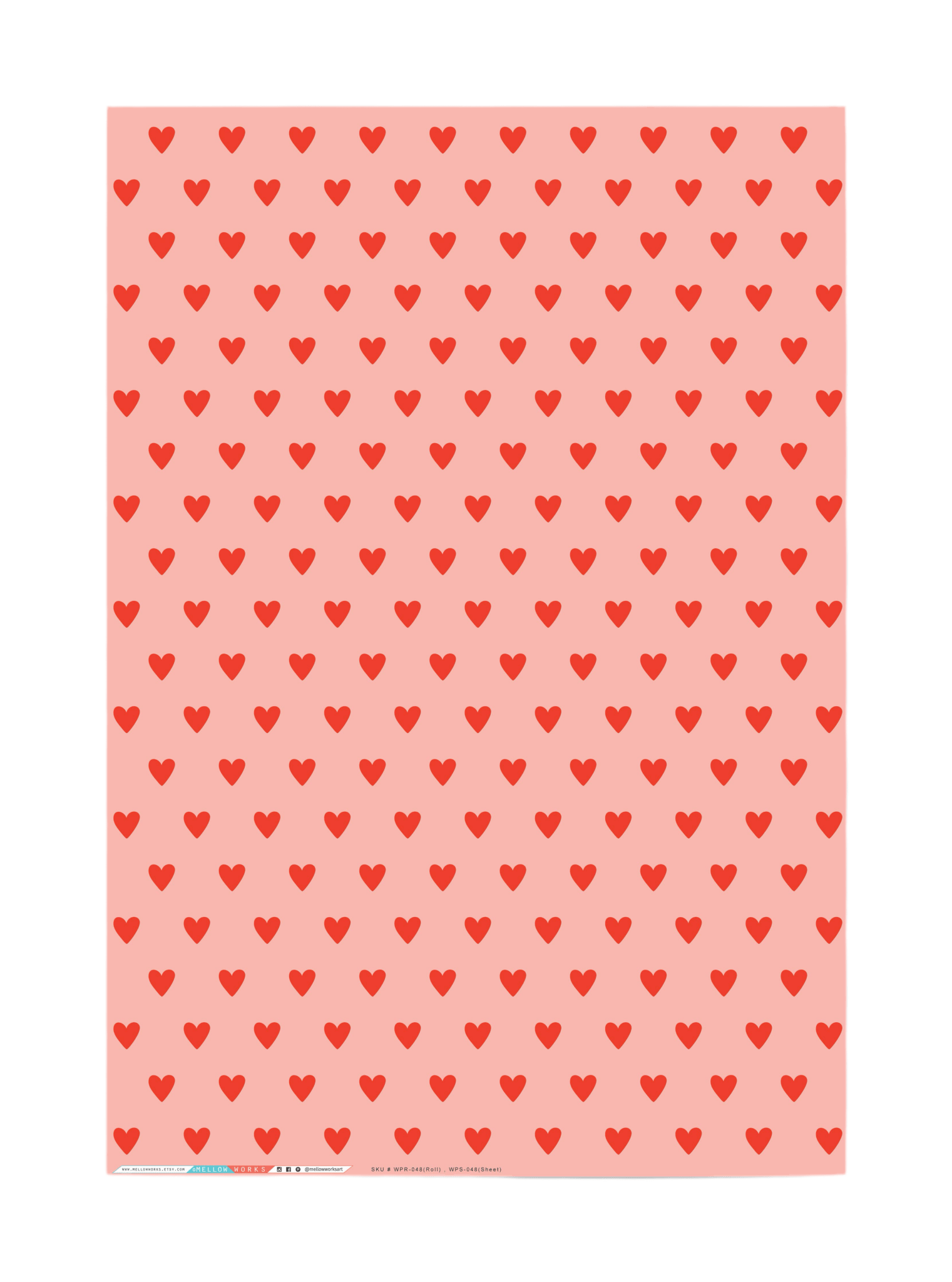 RED HEARTS Gift Wrap Sheets (Roll of 3) - bubblegum market
