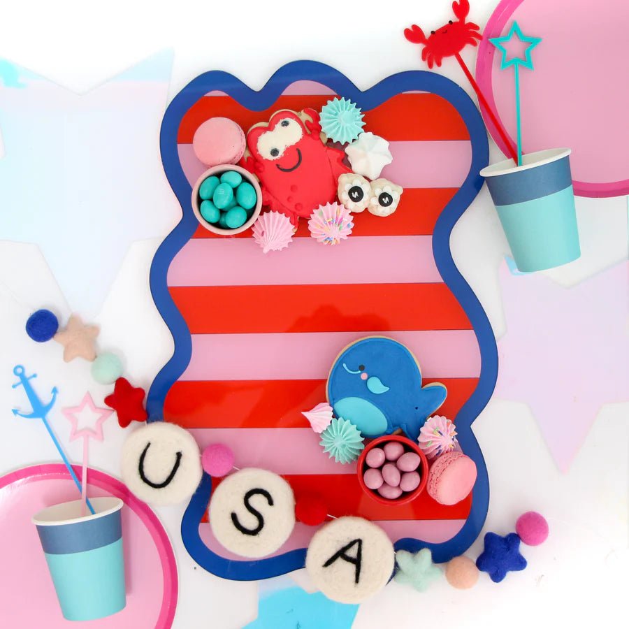 Red, Pink + Blue Wavy Acrylic Serving Board - bubblegum market