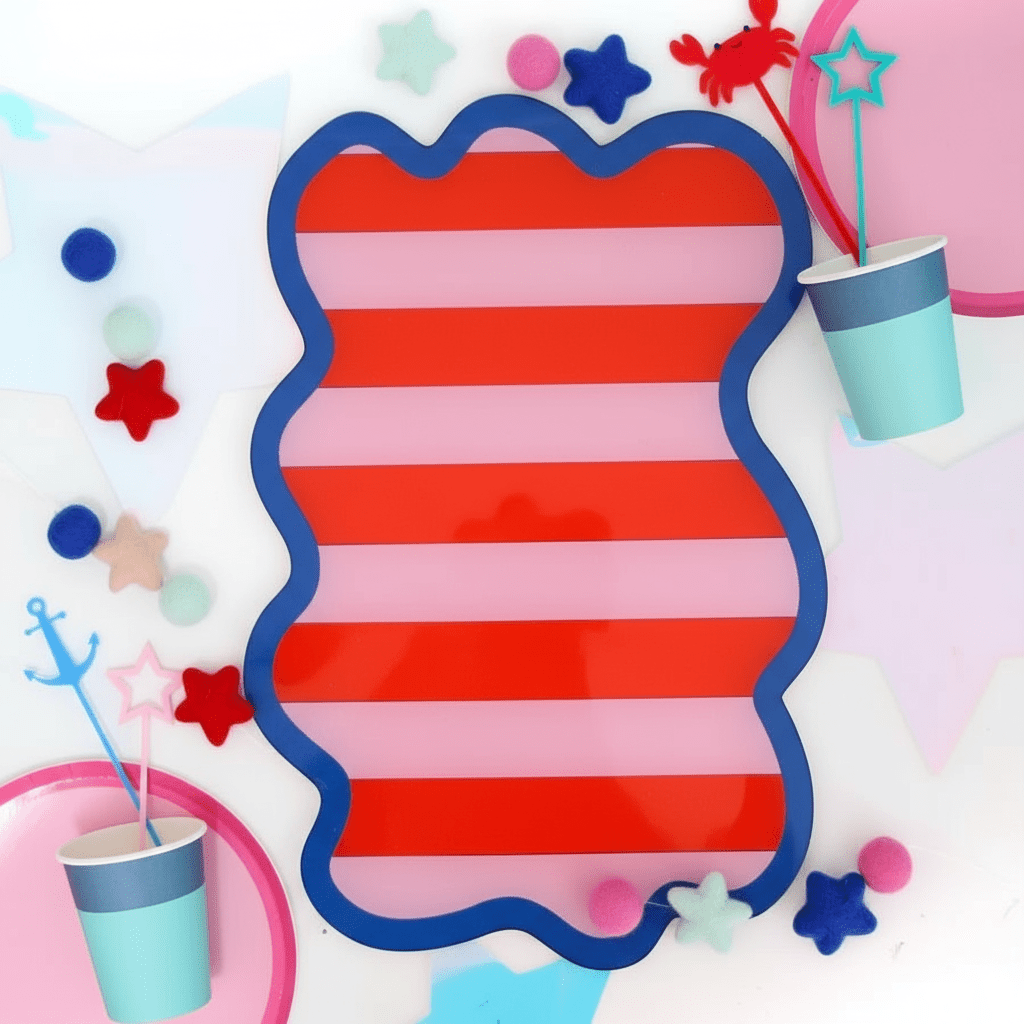 Red, Pink + Blue Wavy Acrylic Serving Board - bubblegum market