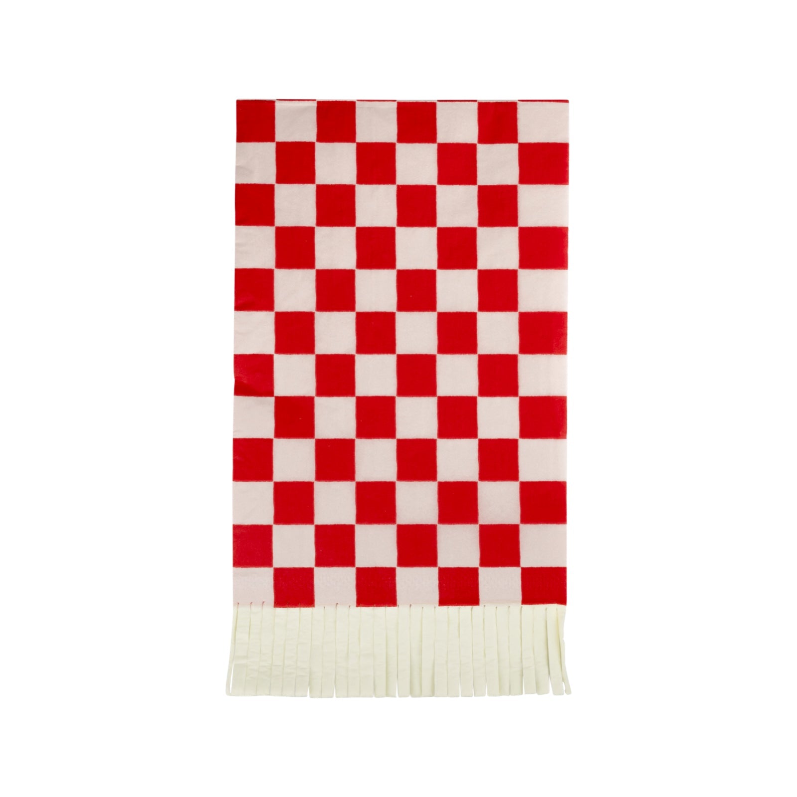 Red & Pink Checked Fringed Paper Dinner Napkins - bubblegum market