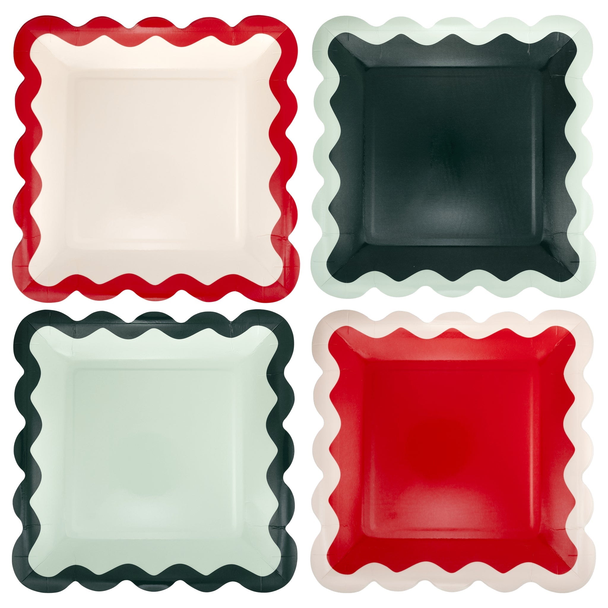 Red & Pink / Green & Mint Ric Rac Plates 9" - bubblegum market