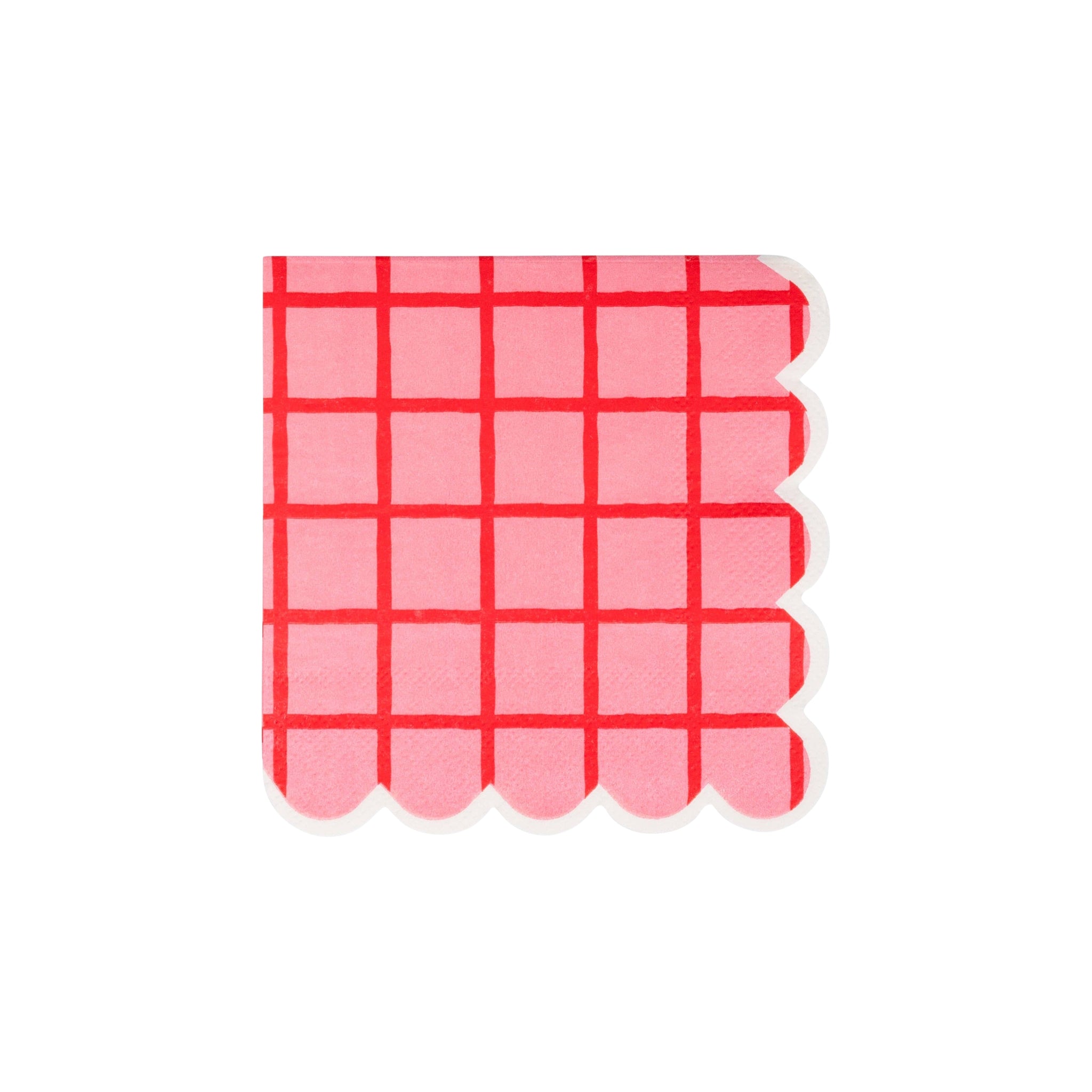 Red & Pink Grid Cocktail Napkins - bubblegum market