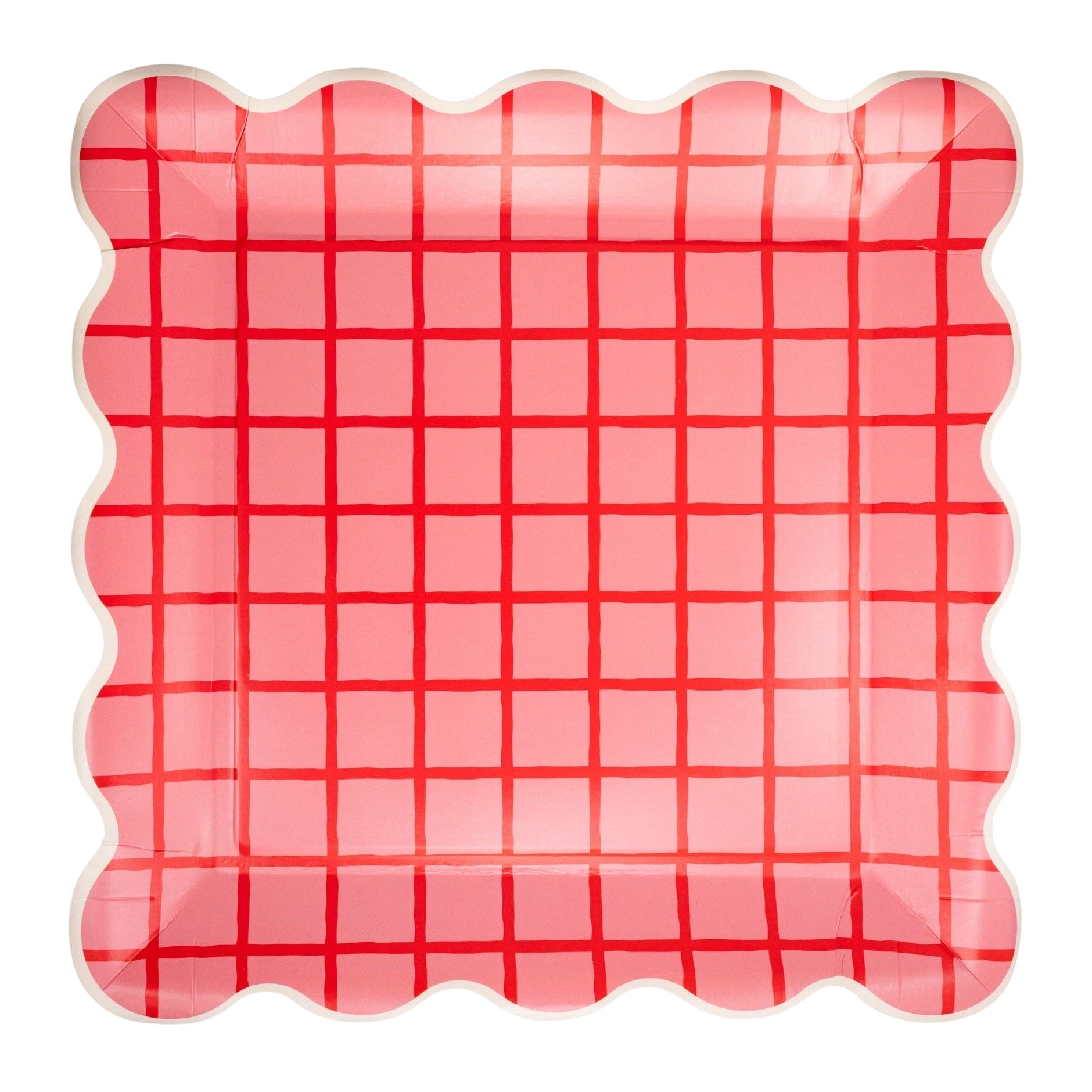 Red & Pink Grid Square Plates 10" - bubblegum market