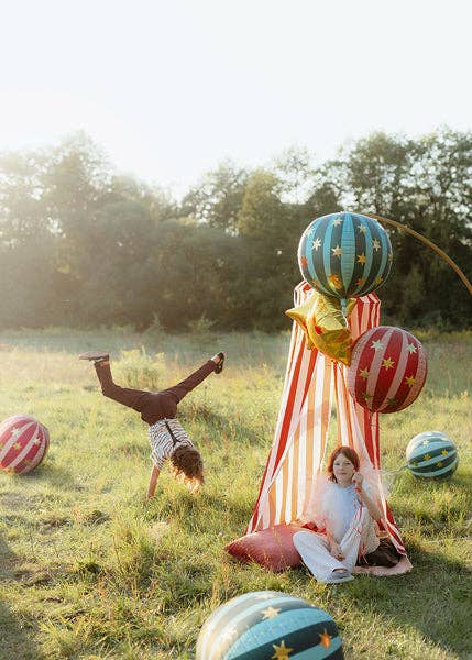Red Starry Ball Foil Orb Balloon 16" - bubblegum market