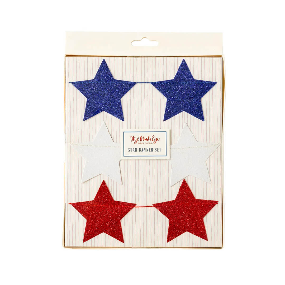 Red, White & Blue Glitter Stars Mini Banners - bubblegum market