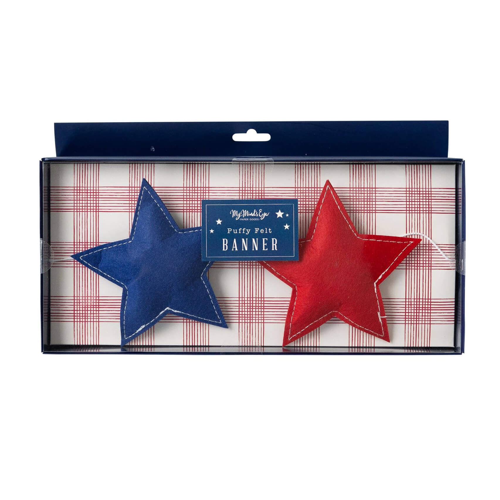 Red White & Blue Puffy Star Felt Banner - bubblegum market