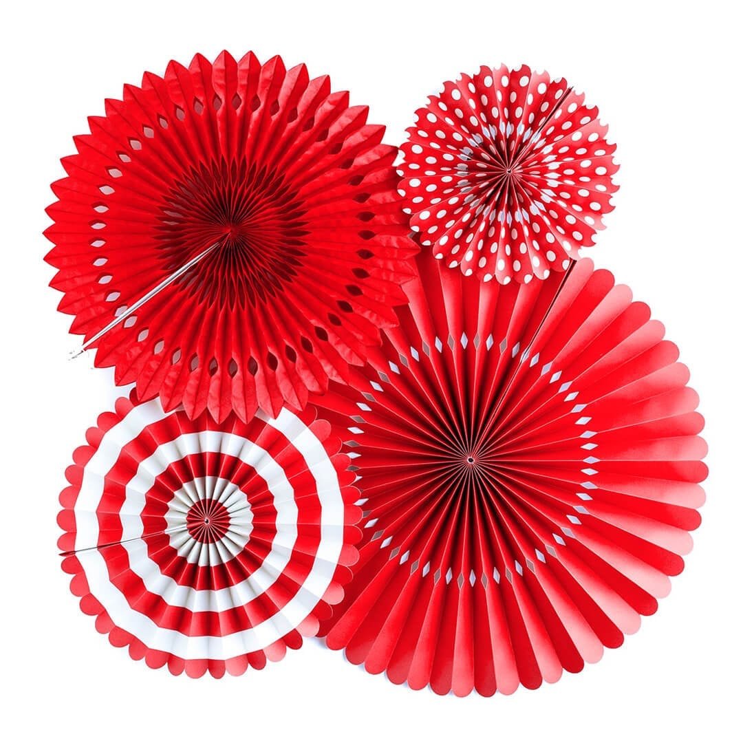 Red & White Decorative Party Fans - bubblegum market