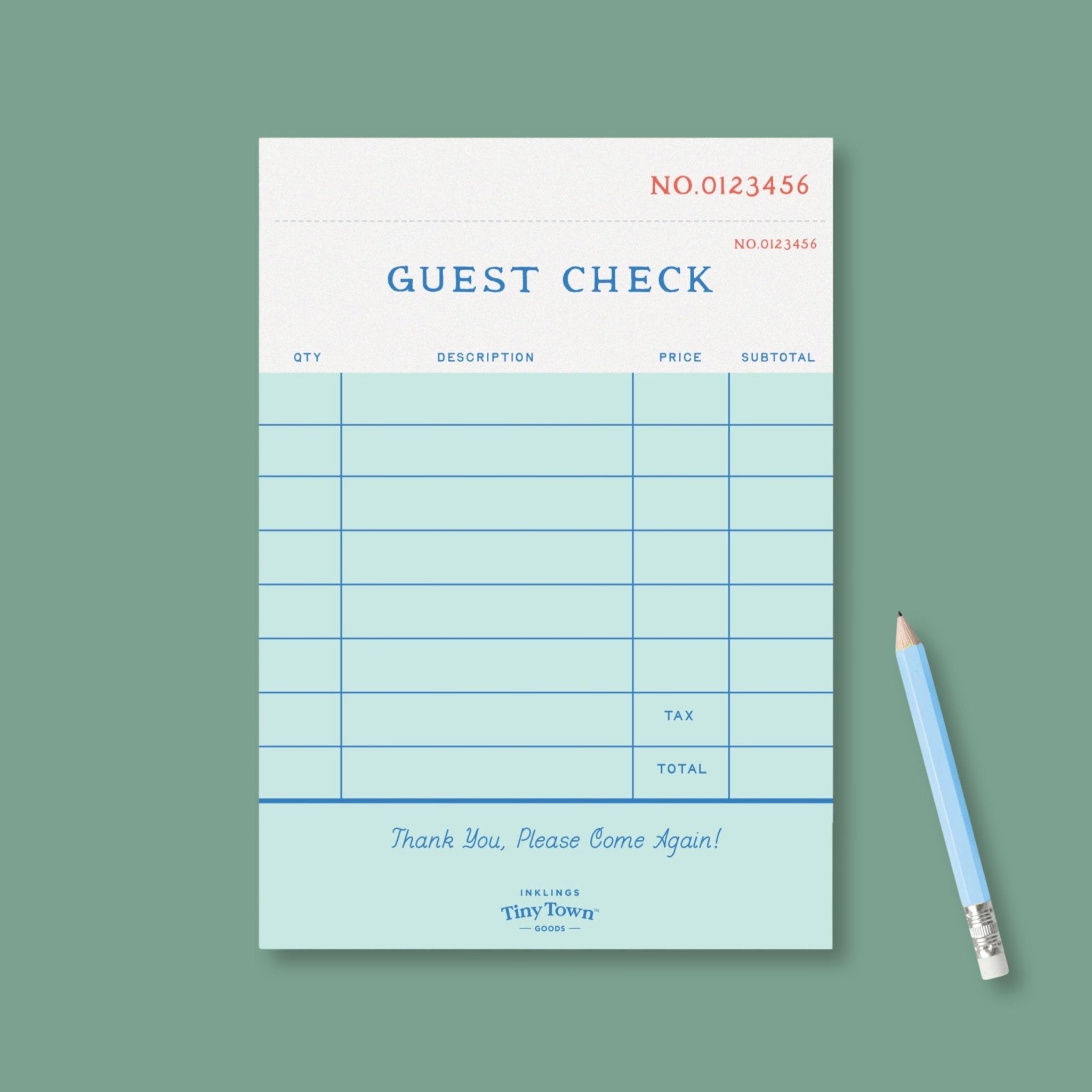 Restaurant Guest Check Play Notepad - bubblegum market