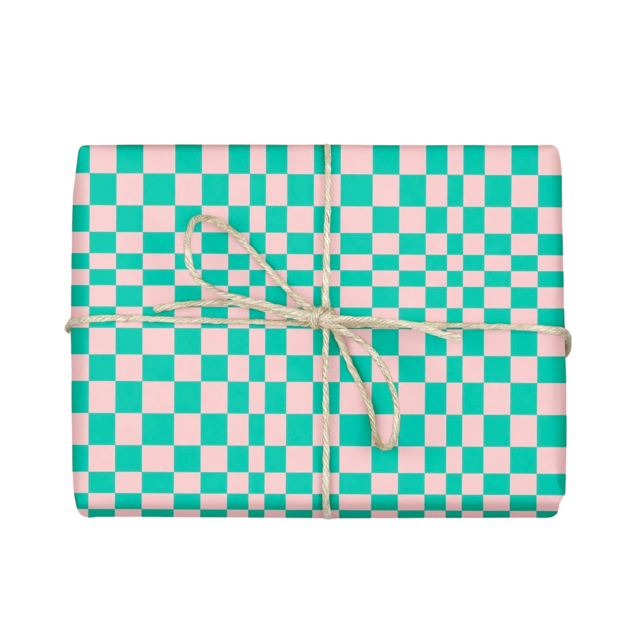 RETRO GREEN CHECKERBOARD Gift Wrap Sheets (Roll of 3) - bubblegum market