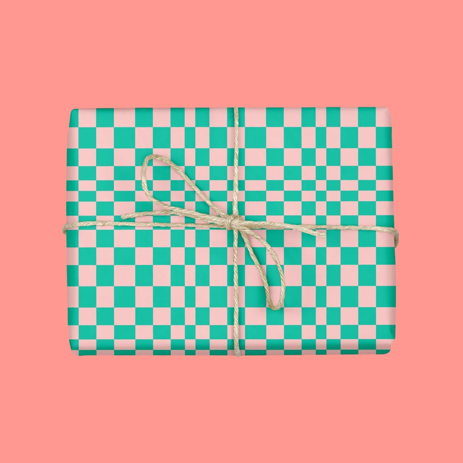 RETRO GREEN CHECKERBOARD Gift Wrap Sheets (Roll of 3) - bubblegum market